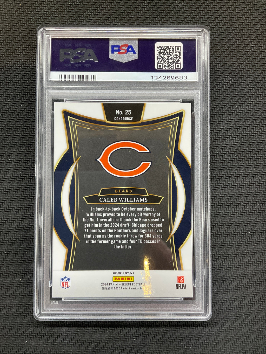 2024 Select Caleb Williams Red & Yellow Shock #25 PSA 9