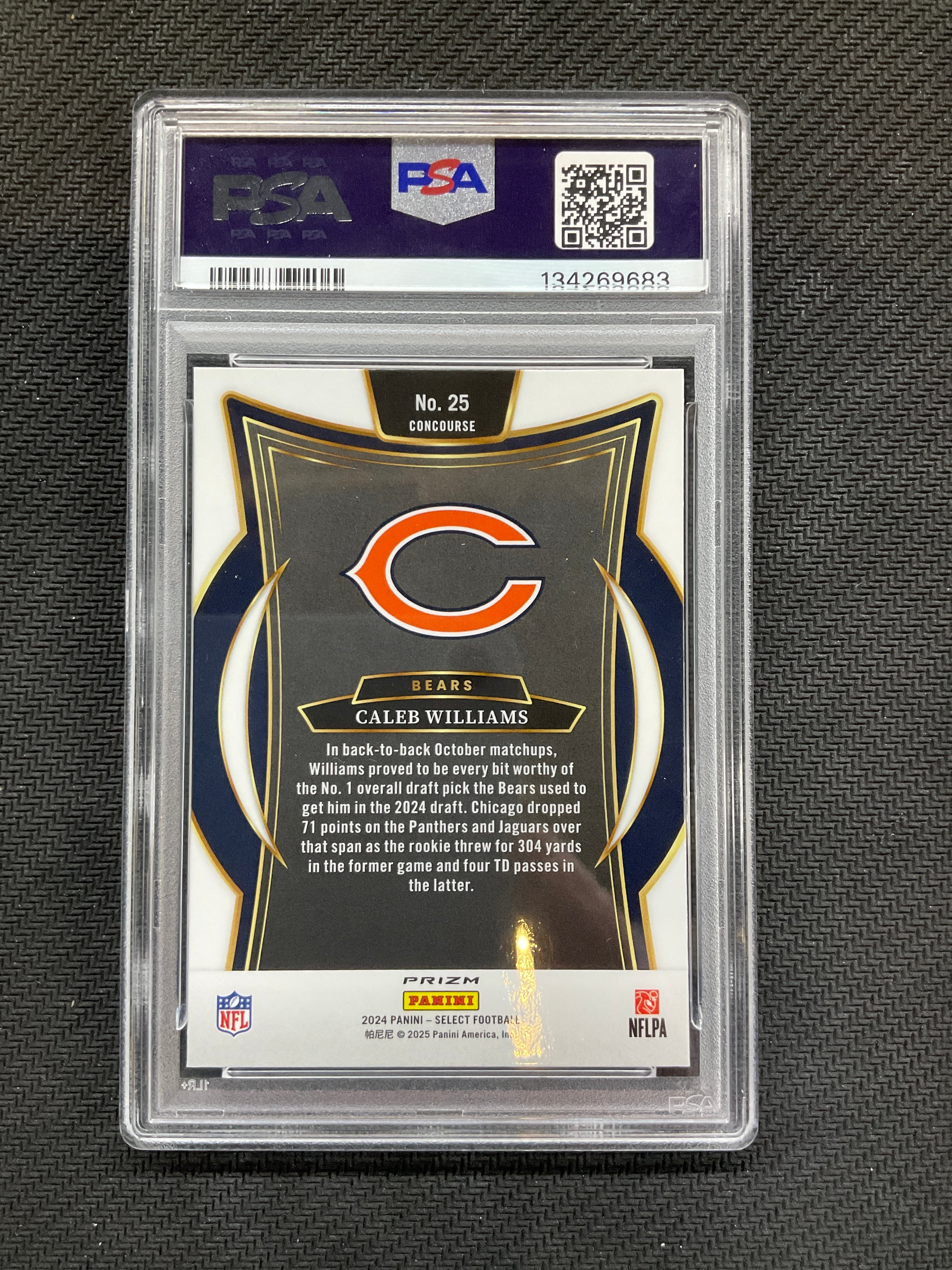 2024 Select Caleb Williams Red & Yellow Shock #25 PSA 9