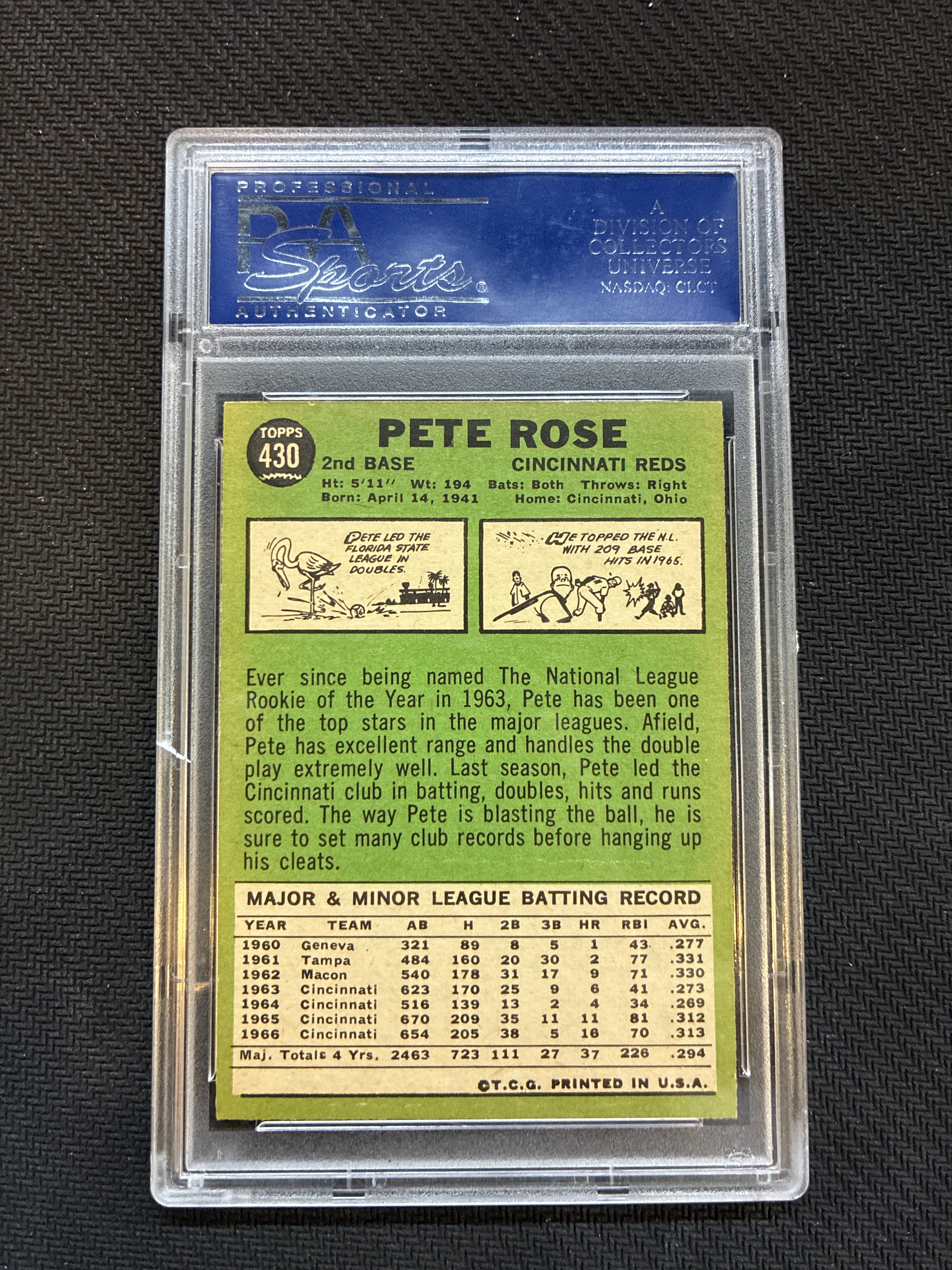 1967 Topps Pete Rose PSA 8 Reds