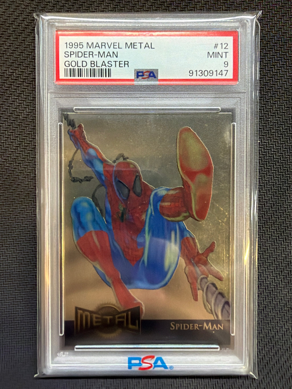 1995 Marvel Metal Spider-Man Gold Blaster #12 PSA 9