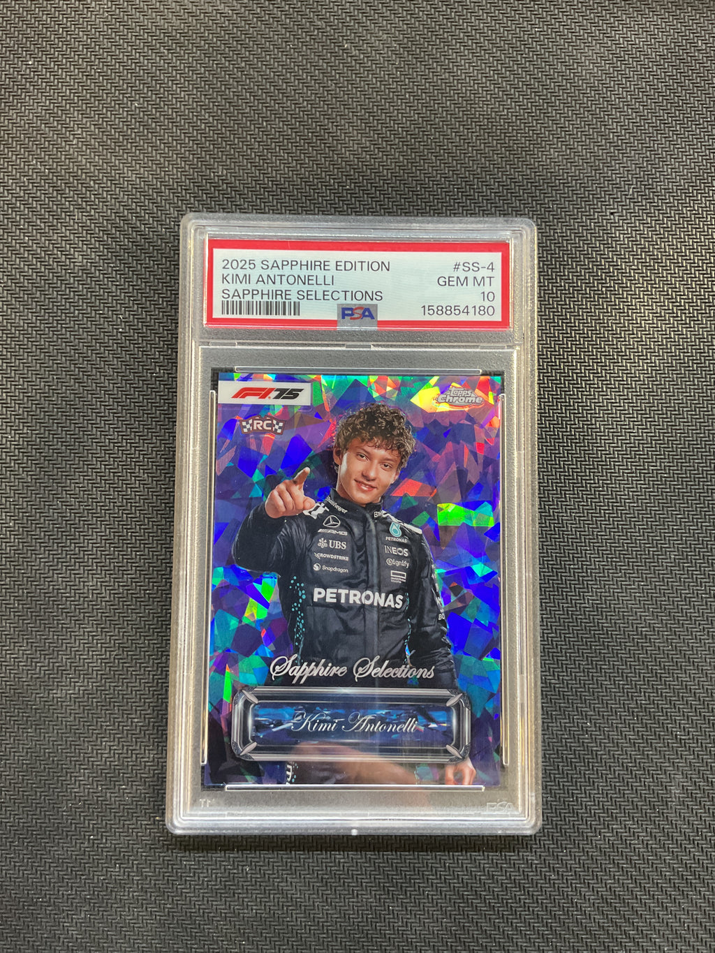 2025 Topps Chrome Sapphire F1 Kimi Antonelli Sapphire selections Rookie Case Hit PSA 10