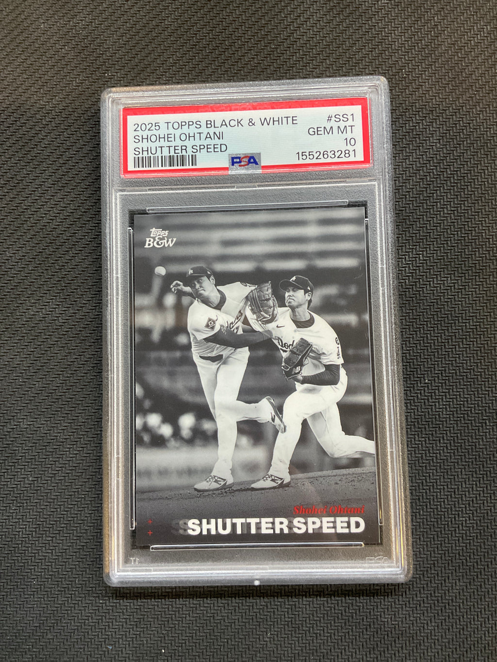 2025 Topps Black & White Shohei Ohtani Shutter Speed PSA 10 Dodgers