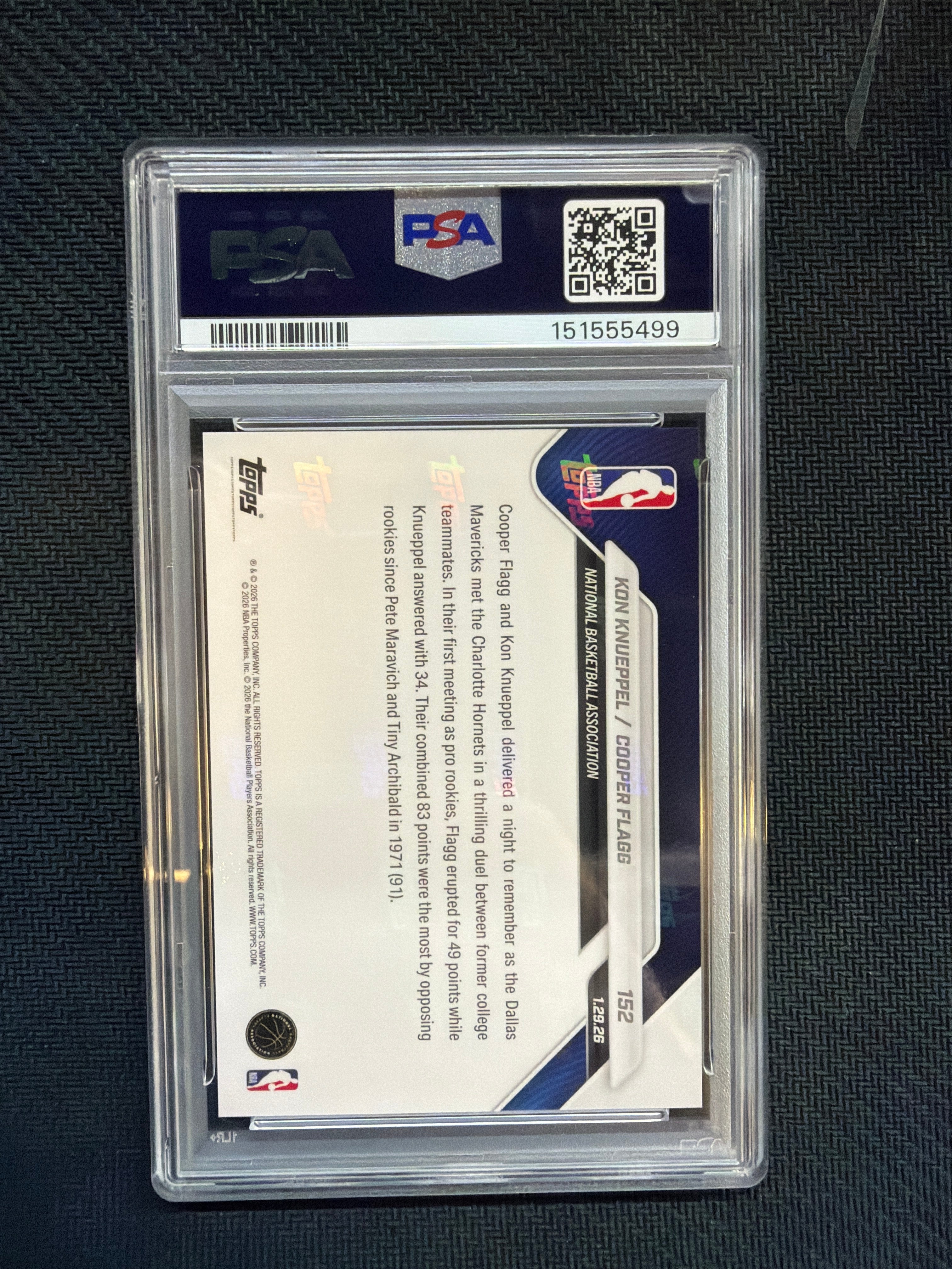 2025 Topps Now Cooper Flagg Kon Knueppel Rookie PSA 10 499