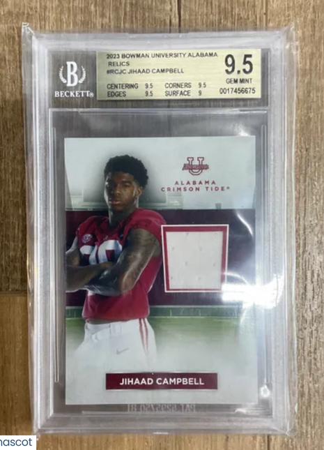 2023 Bowman University Alabama Relics Jihaad Campbell #RCJC BGS 9.5