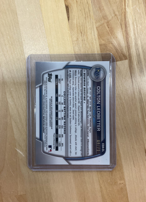 2023 Bowman Chrome Colton Ledbetter Auto /71