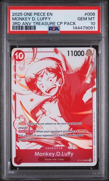 2025 One Piece 3rd Anniversary Treasure Cup Pack Monkey D Luffy 006 PSA 10