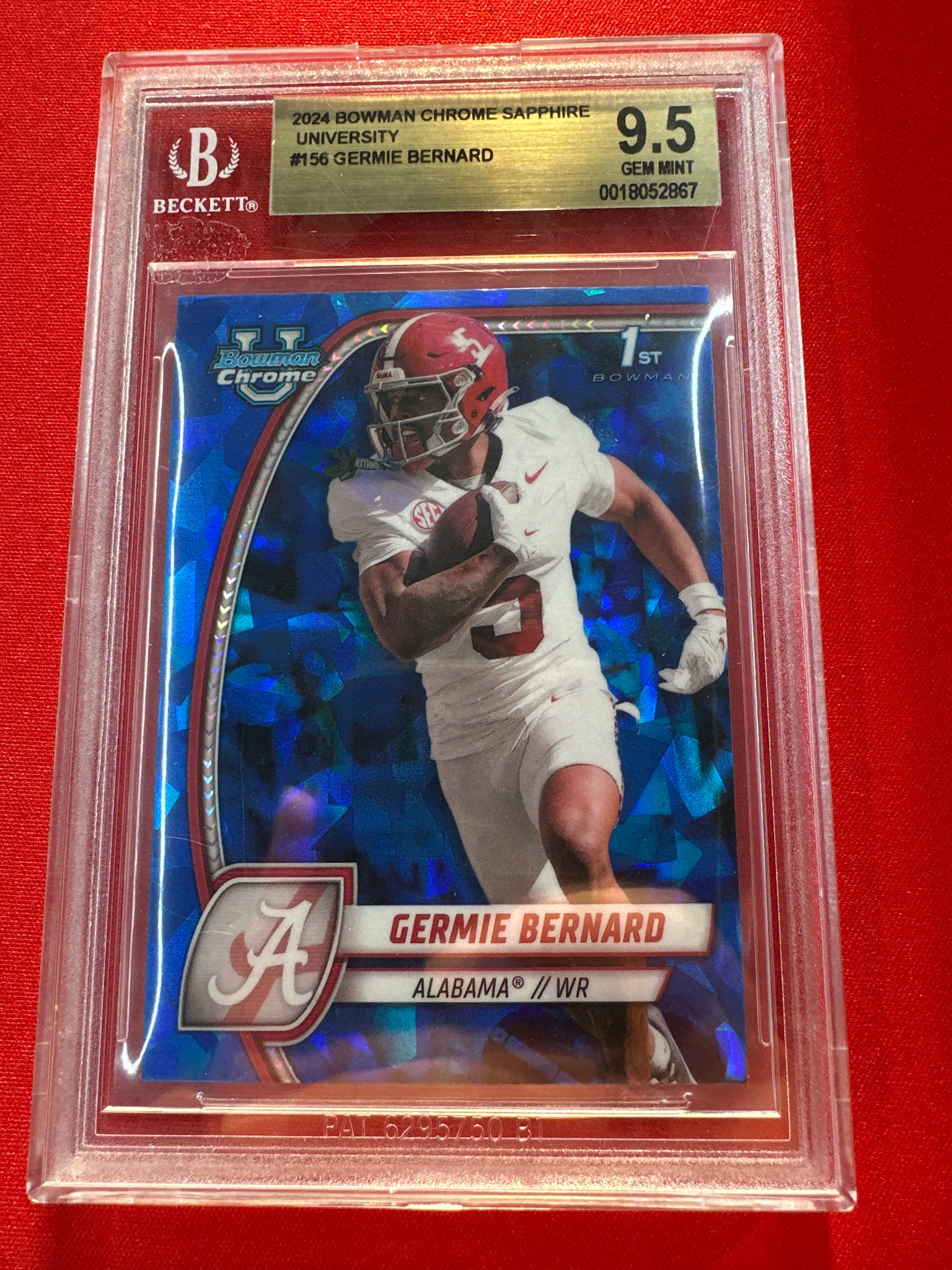 2024 Bowman U Sapphire Germie Bernard Rookie BGS 9.5 Alabama