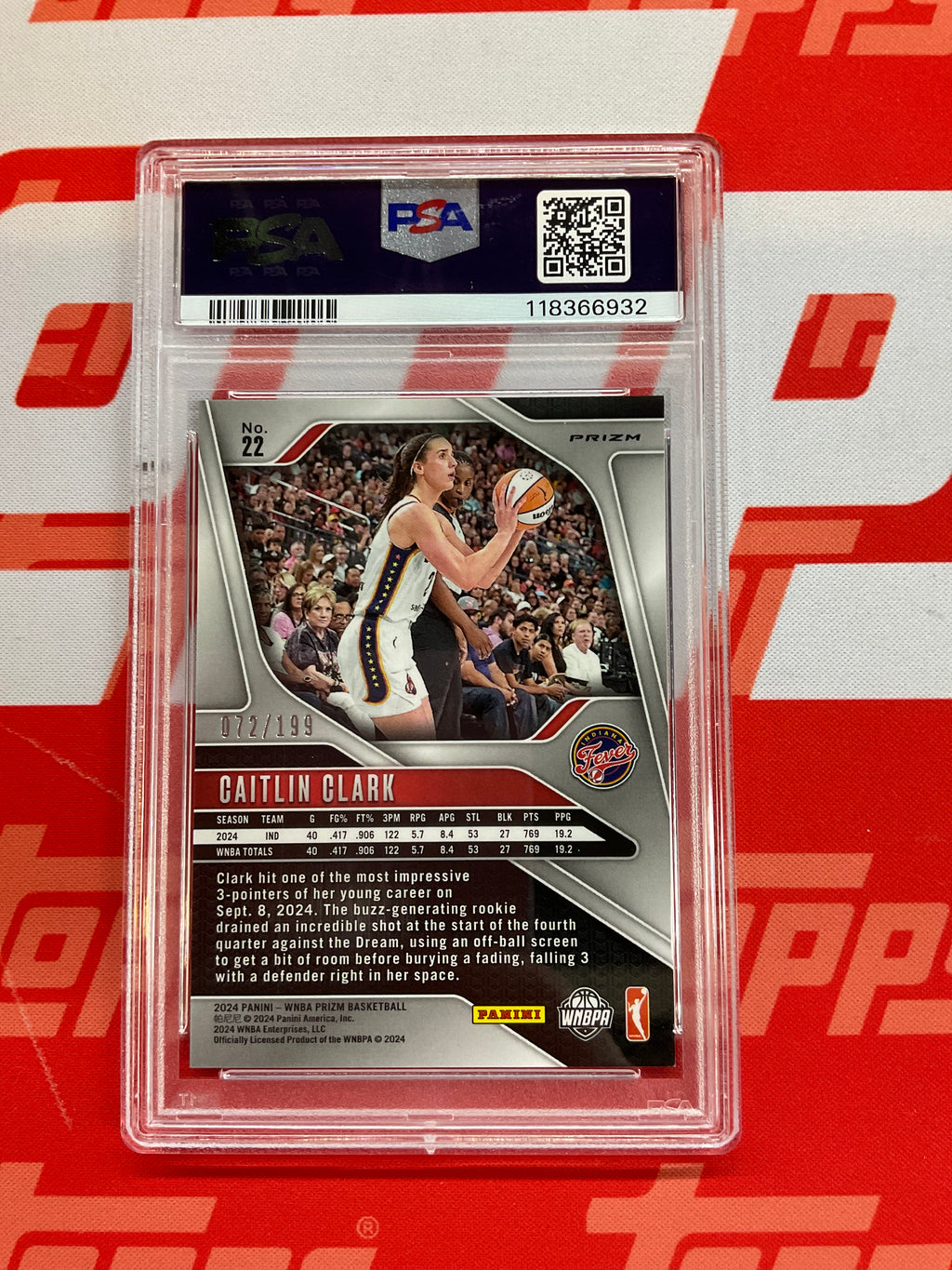 2024 Prizm WNBA Caitlin Clark Blue Pulsar Rookie /199 PSA 9 Fever
