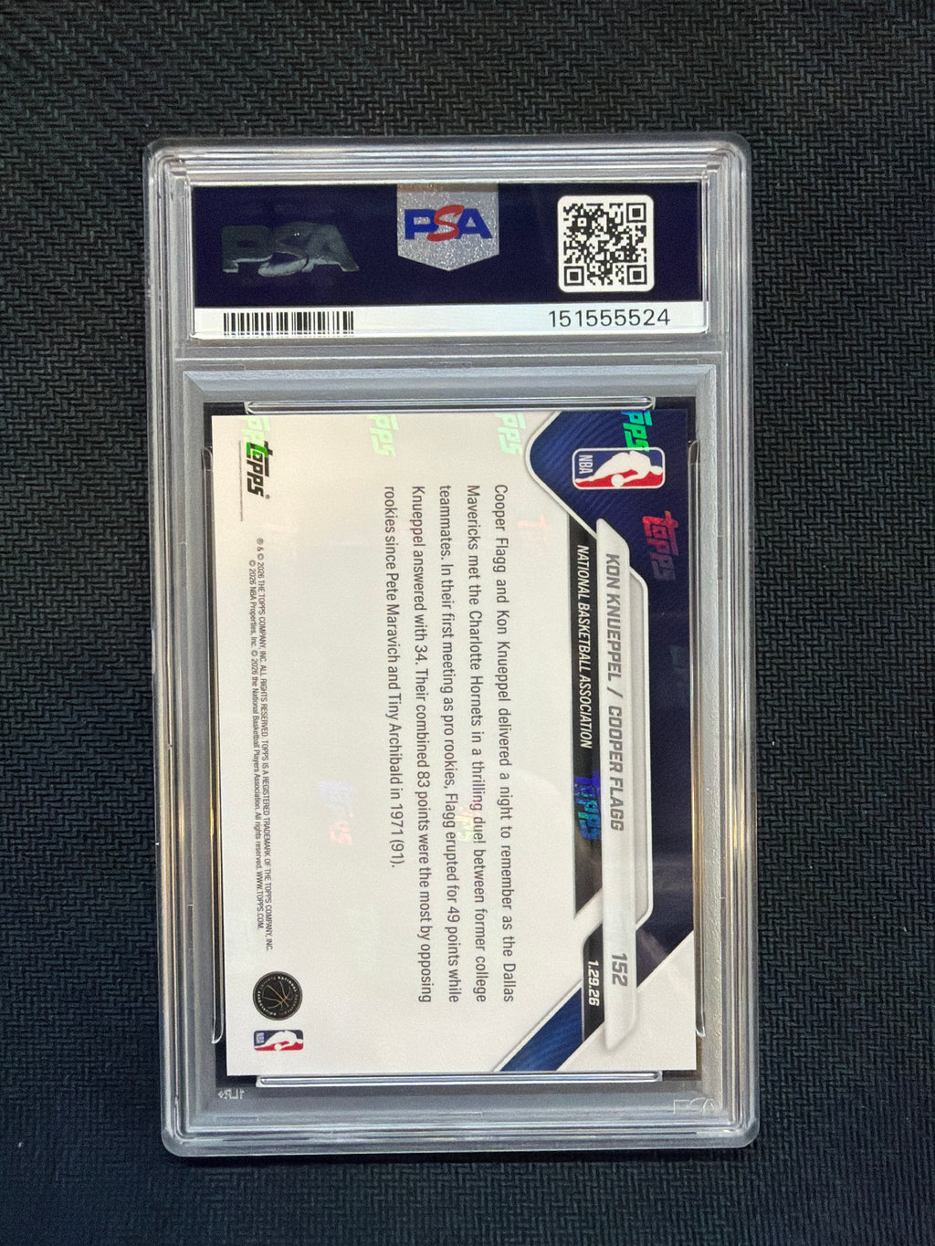 2025 Topps Now Cooper Flagg Kon Knueppel Rookie PSA 10 524