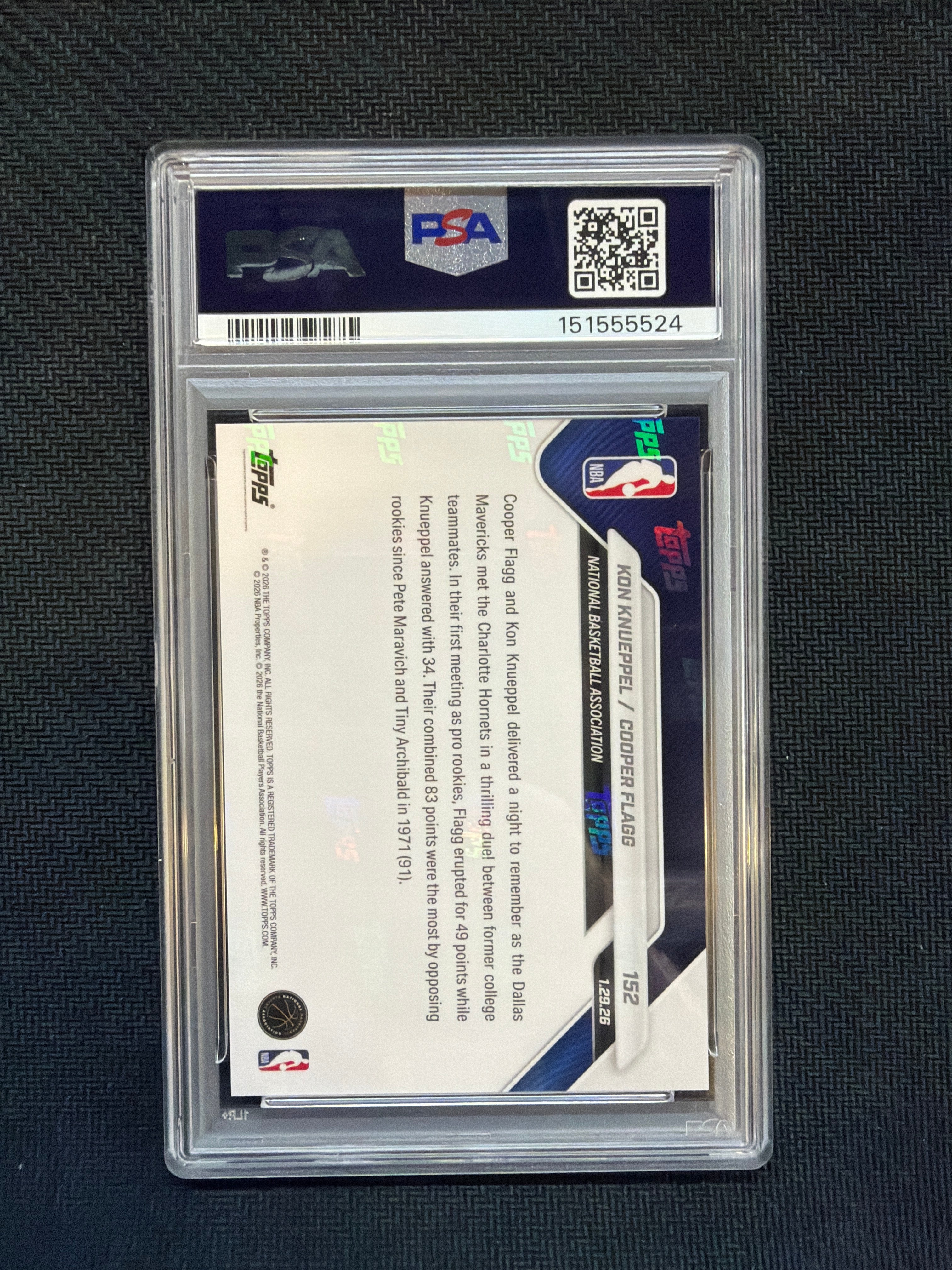 2025 Topps Now Cooper Flagg Kon Knueppel Rookie PSA 10 524