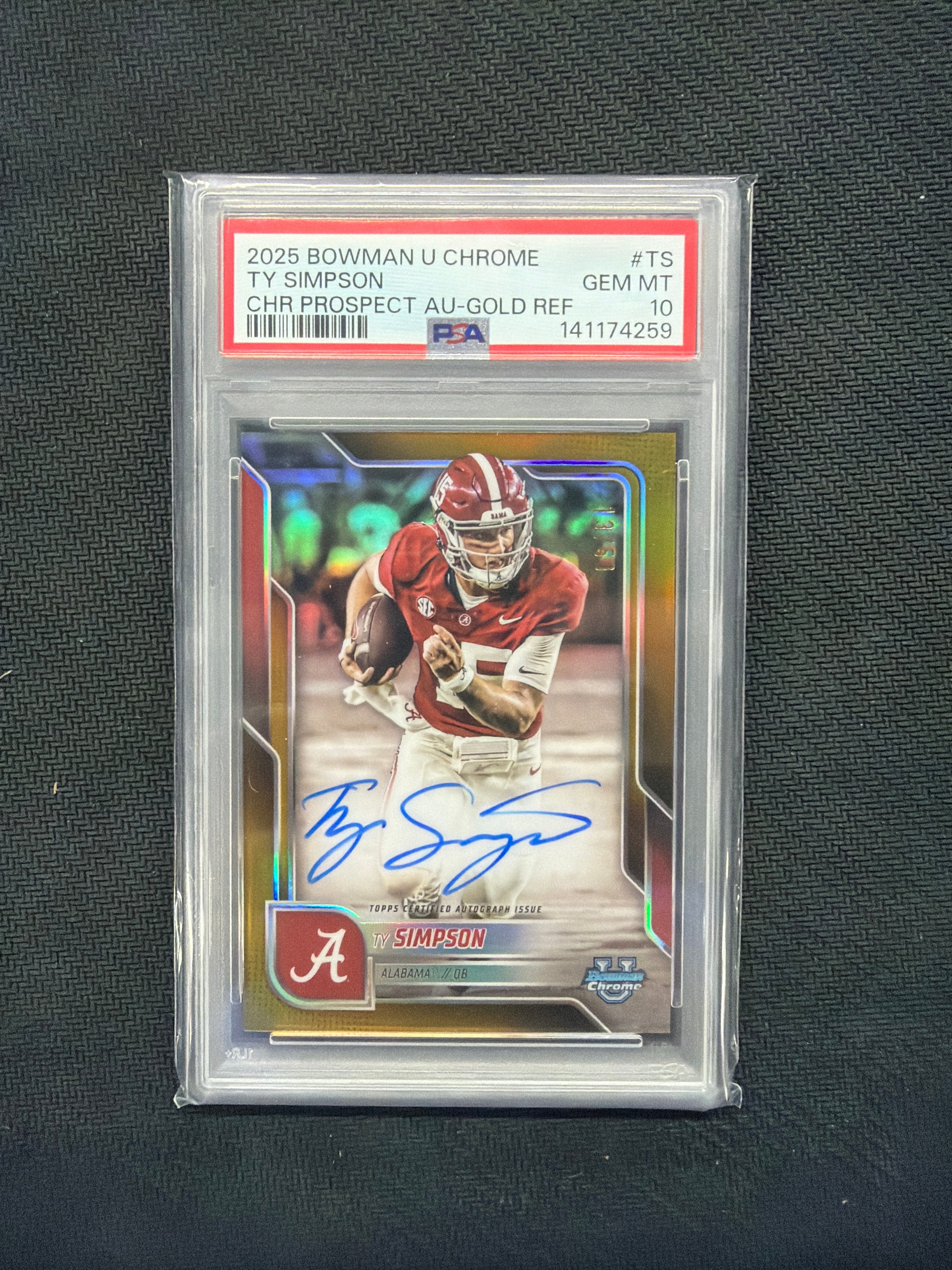 2025 Bowman U Chrome Ty Simpson Gold Auto PSA 10 Alabama