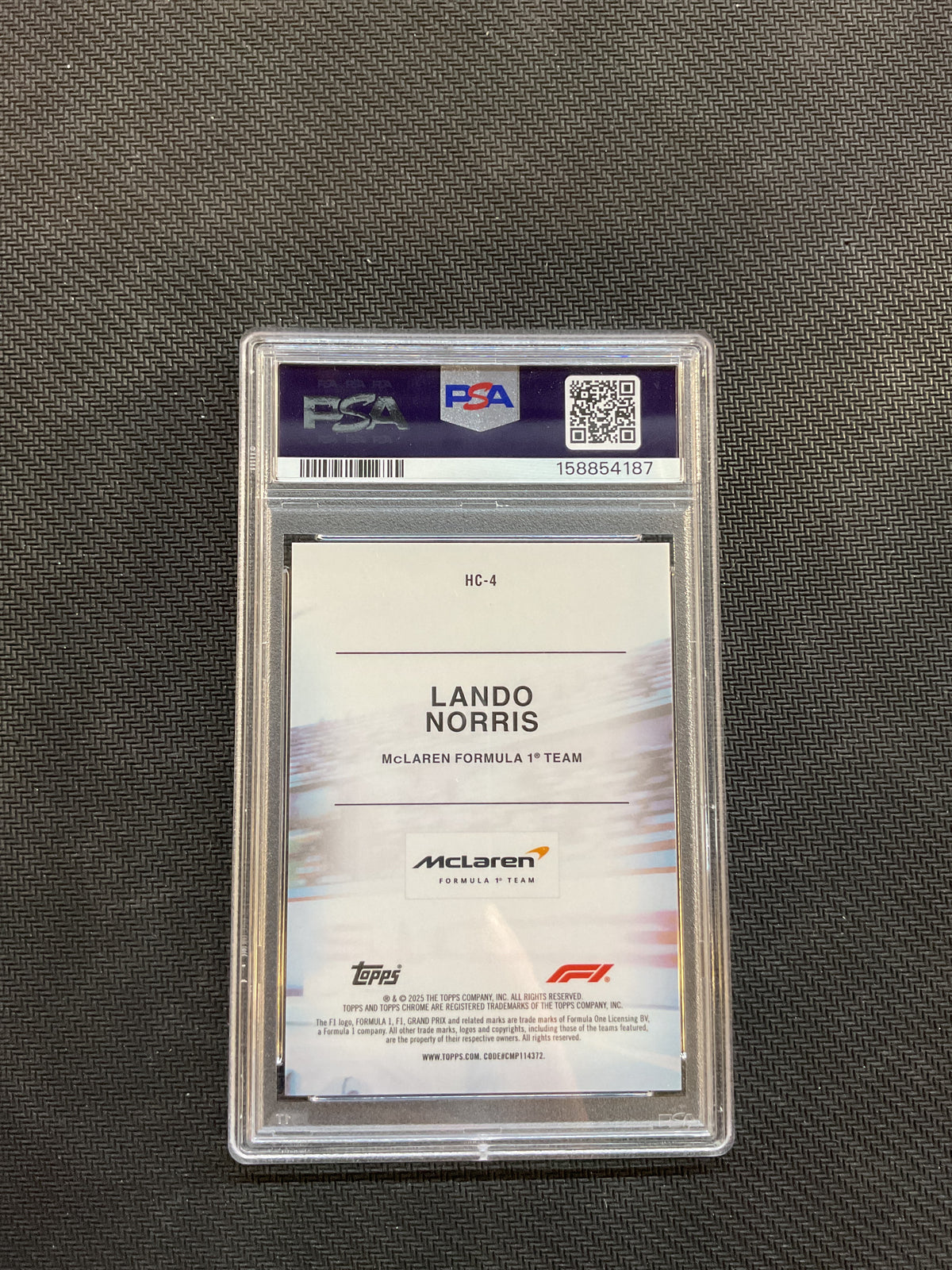 2025 Topps Chrome F1 Lando Norris Helmet Collection 75th Anniversary Refractor /75 PSA 10
