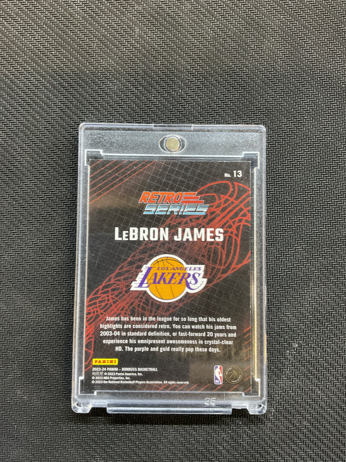 2023 Donruss Lebron James Retro Series Gold 6/10 Jersey Match Lakers