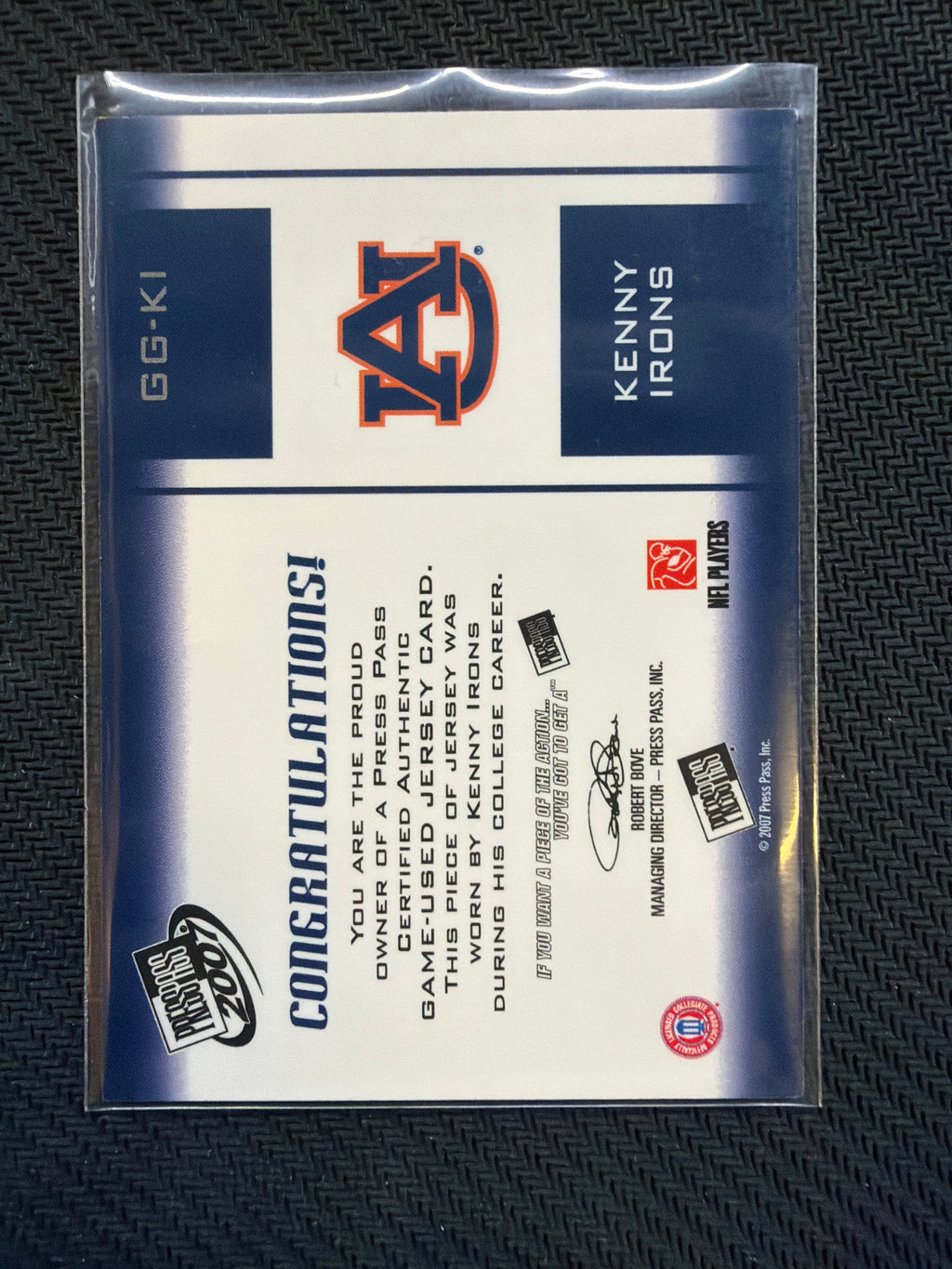 2007 Press Pass Kenny Irons Rookie Patch /275 Auburn