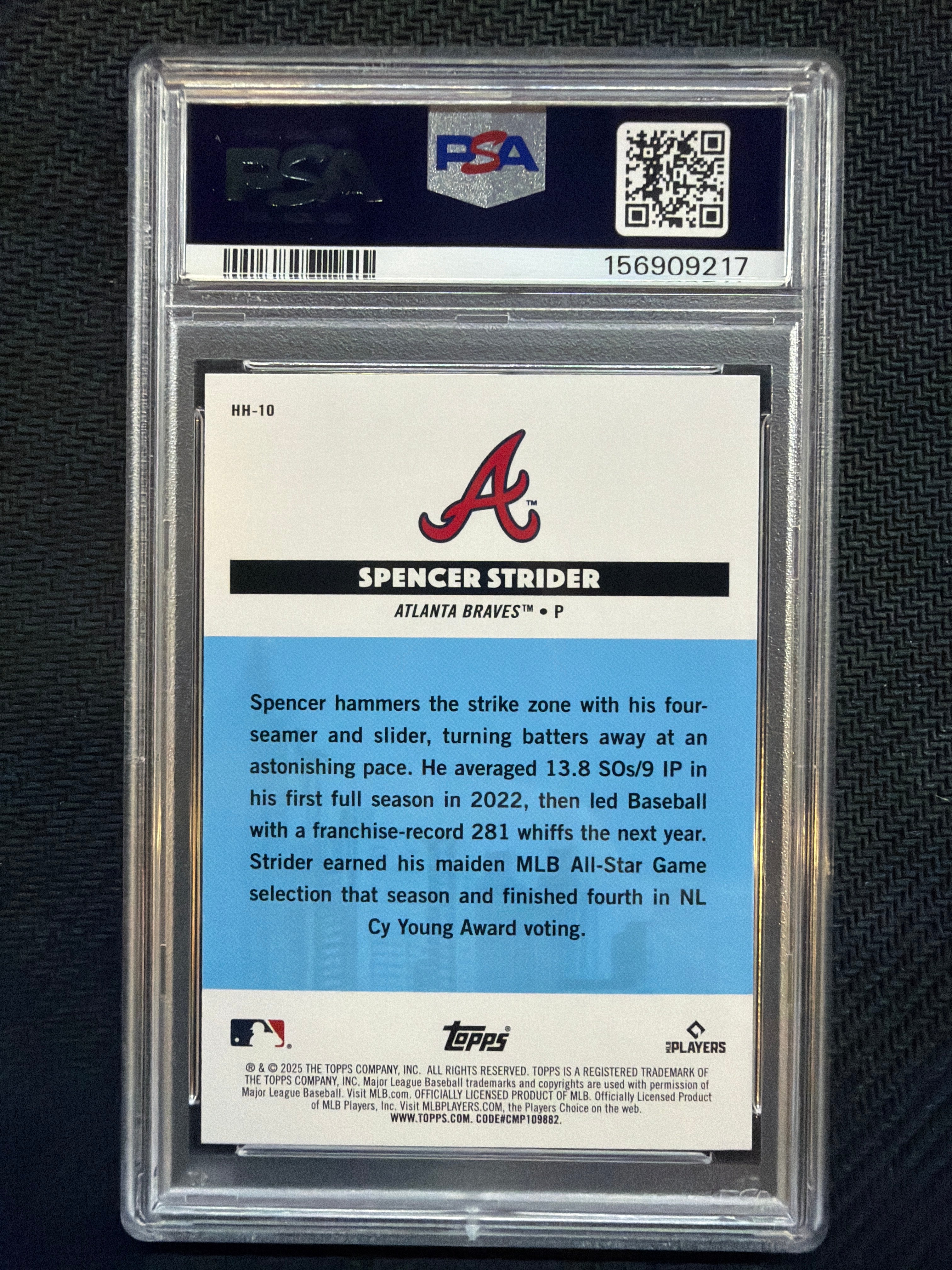 2025 Topps All Star Game Spencer Strider Homegrown Heroes #HH10 PSA 10 Braves