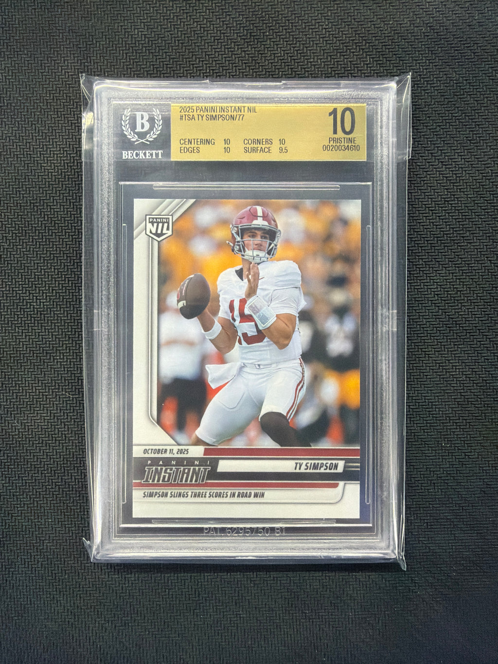 2025 Panini Instant NIL TY Simpson BGS 10 610