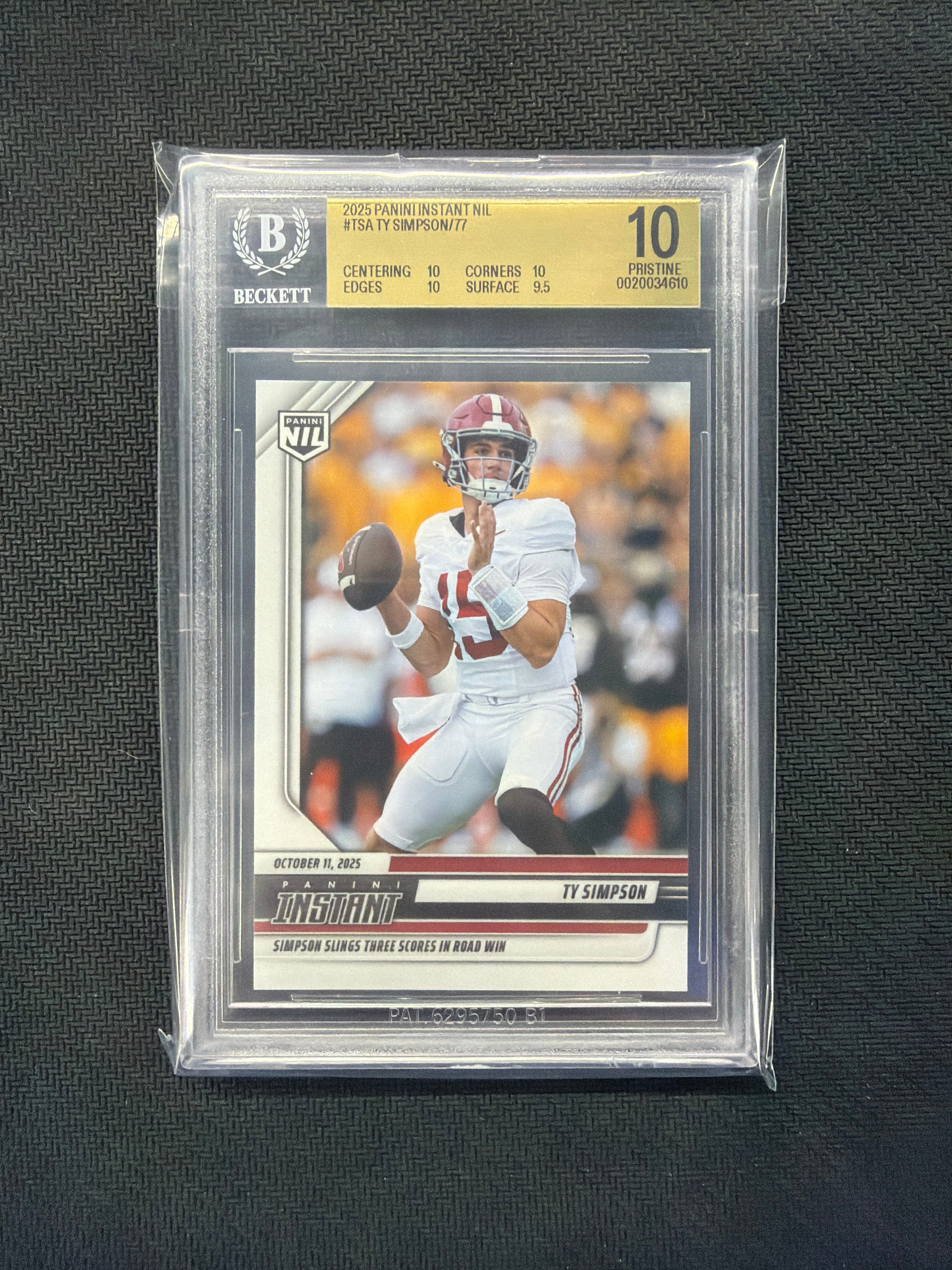2025 Panini Instant NIL TY Simpson BGS 10 610