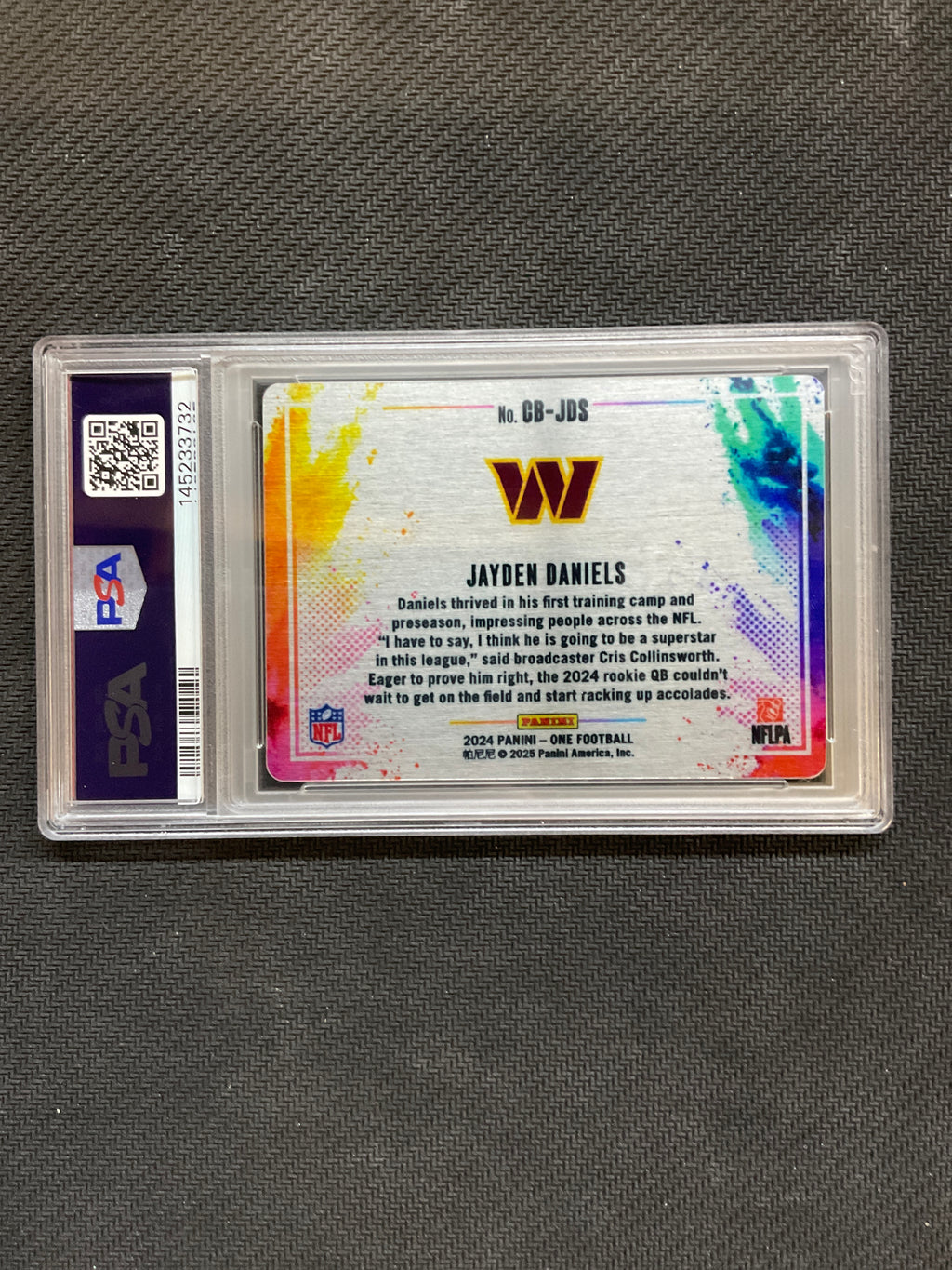 2024 Panini One Jayden Daniels Color Blast Rookie PSA 10 Commanders