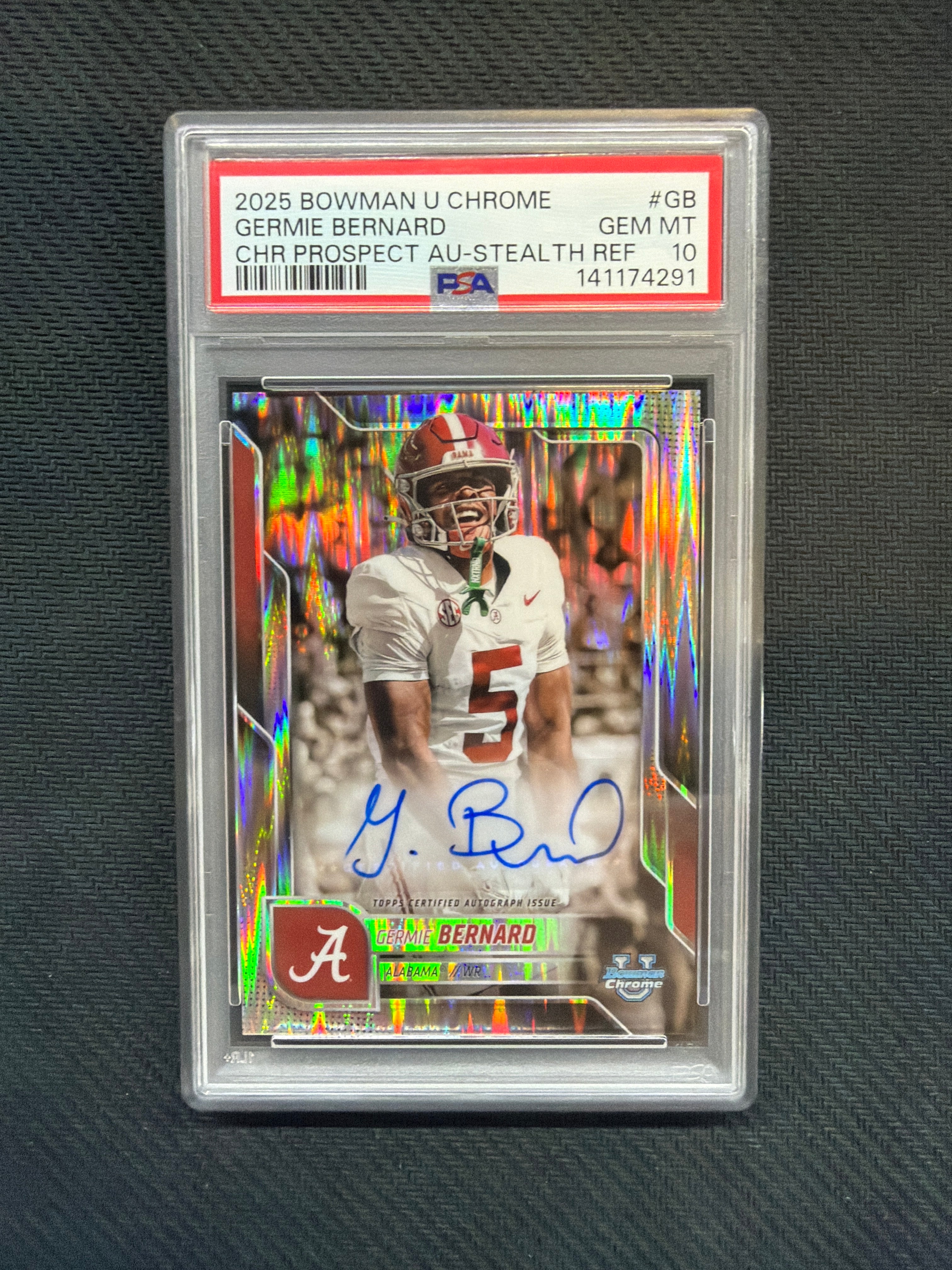 2025 Bowman U Chrome Germie Bernard Auto Stealth PSA 10 Alabama