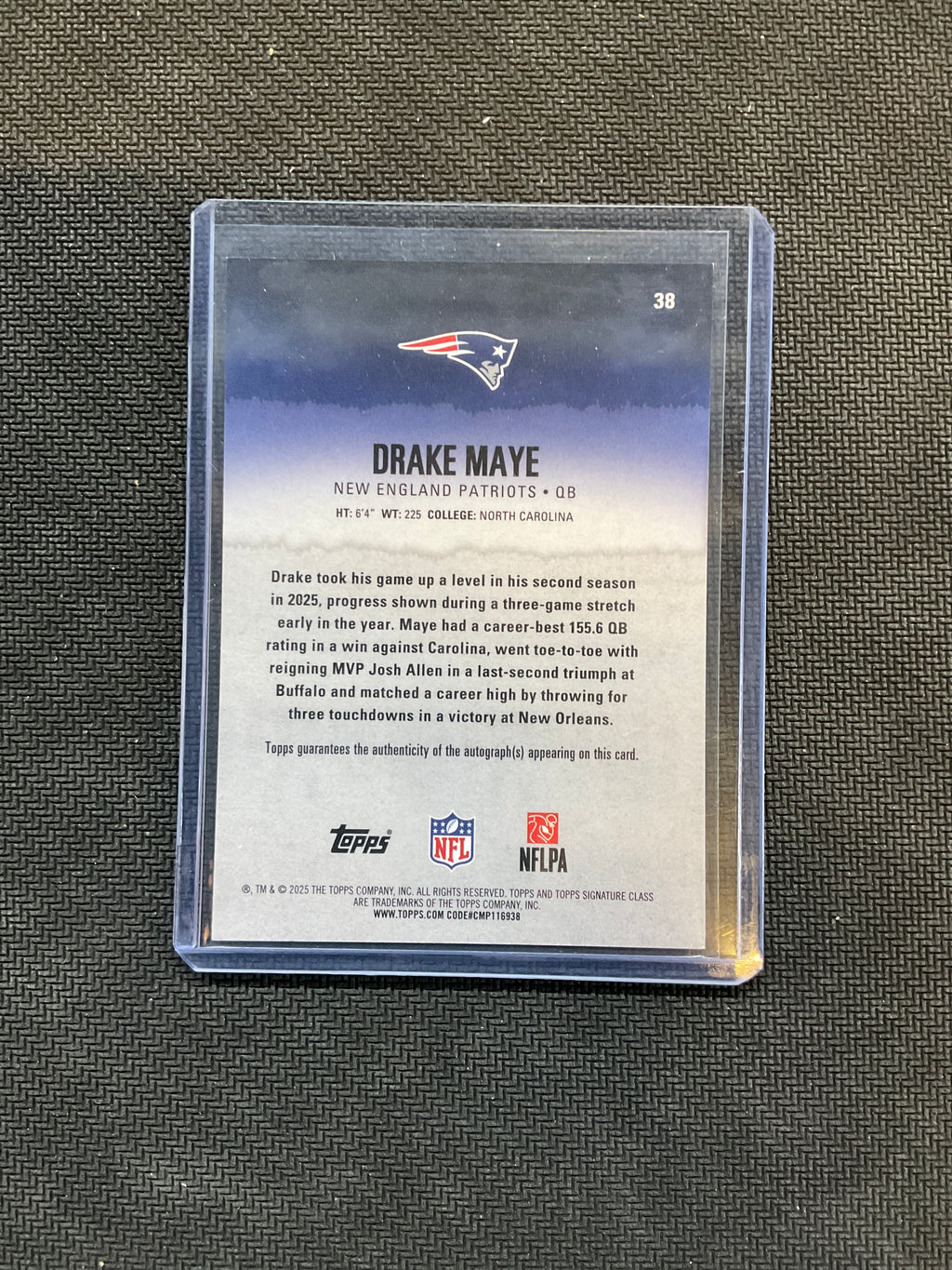 2025 Topps Signature Class Drake Maye Orange Lava Auto /50 Patriots