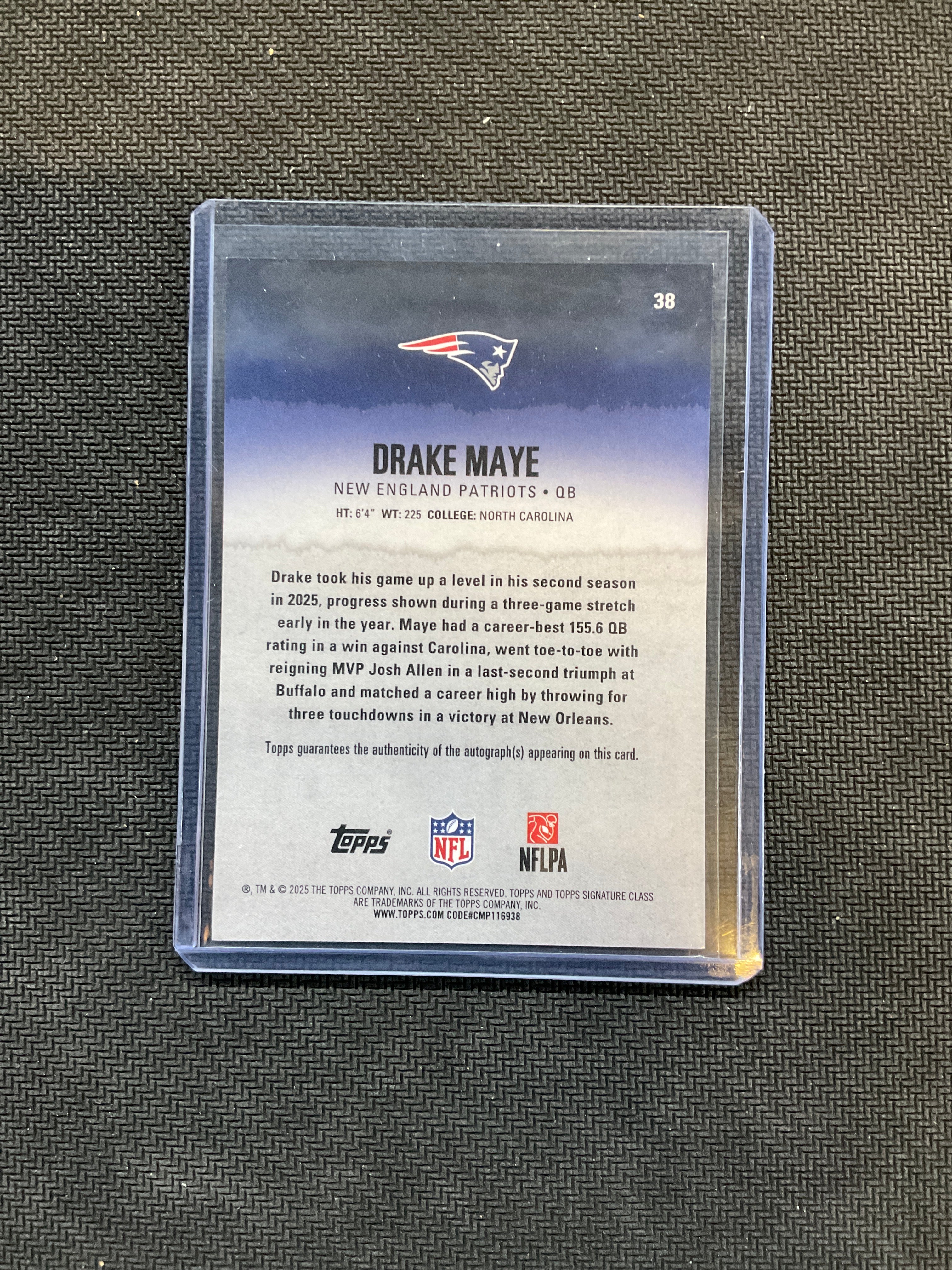 2025 Topps Signature Class Drake Maye Orange Lava Auto /50 Patriots