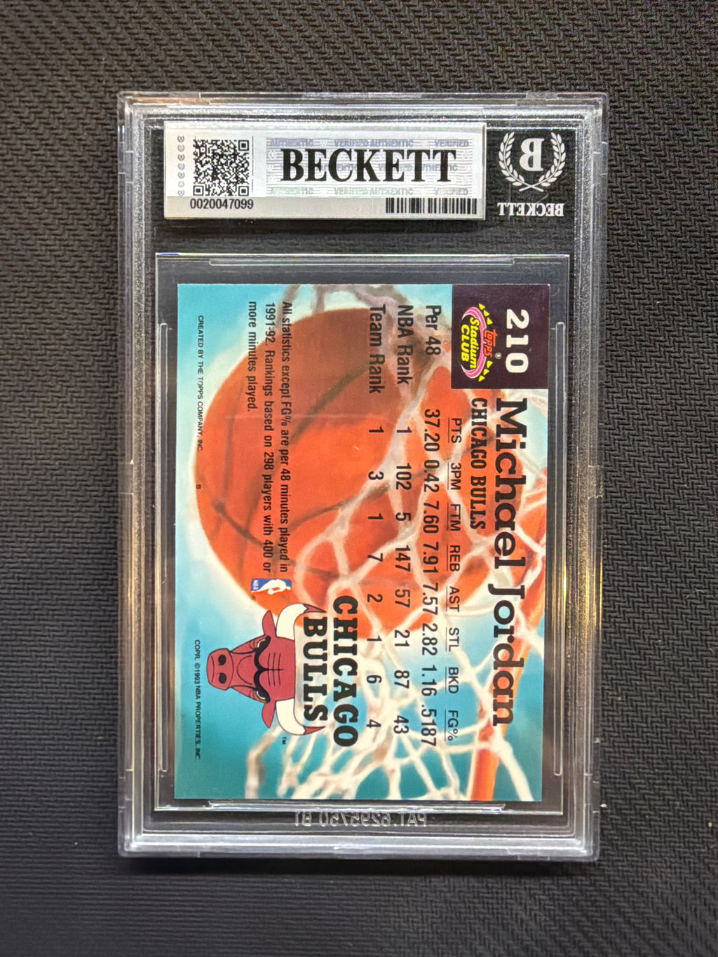 1992-93 Stadium Club Michael Jordan Members Choice BGS 6.5 Bulls