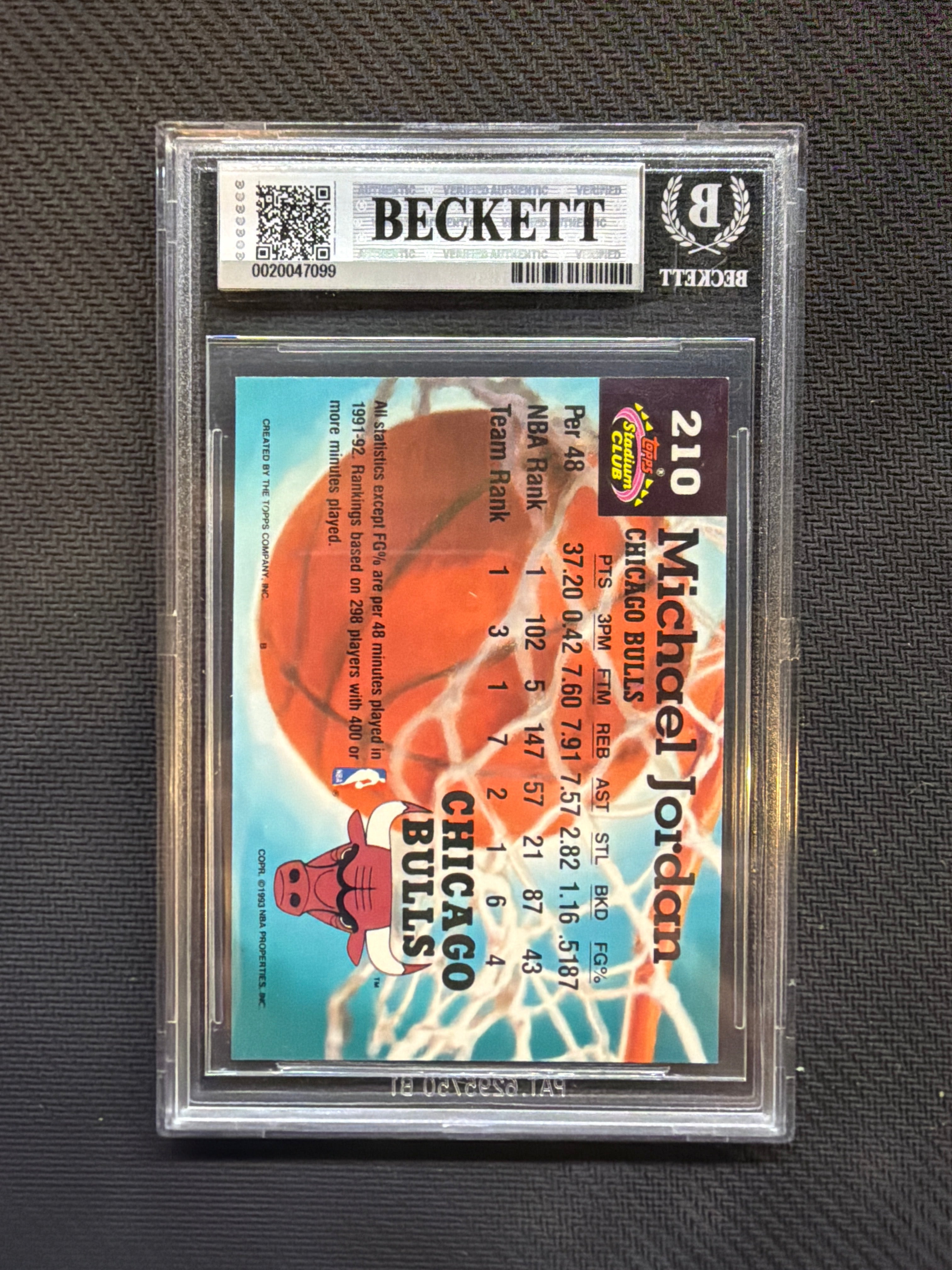 1992-93 Stadium Club Michael Jordan Members Choice BGS 6.5 Bulls