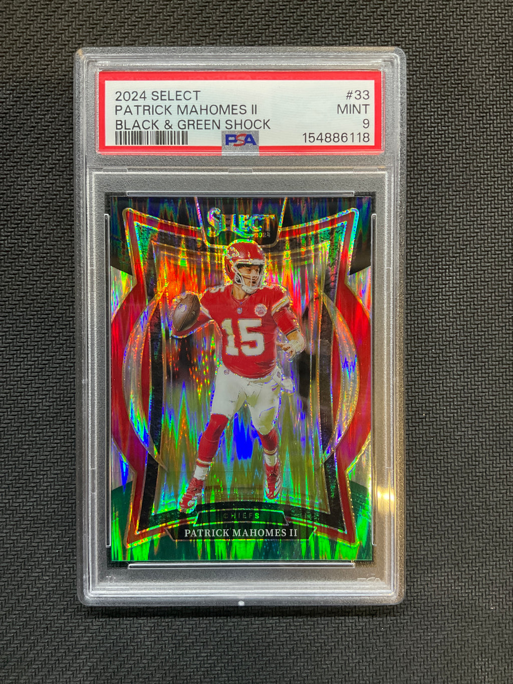2024 Select Patrick Mahomes Black Green Shock PSA 9