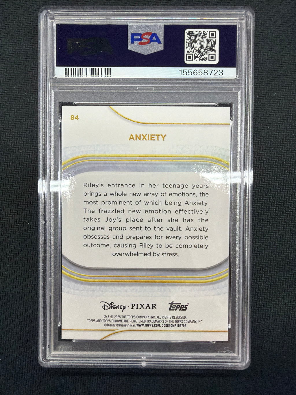 2025 Topps Chrome Disney Anxiety Yellow Mini Diamond PSA 10 Inside Out
