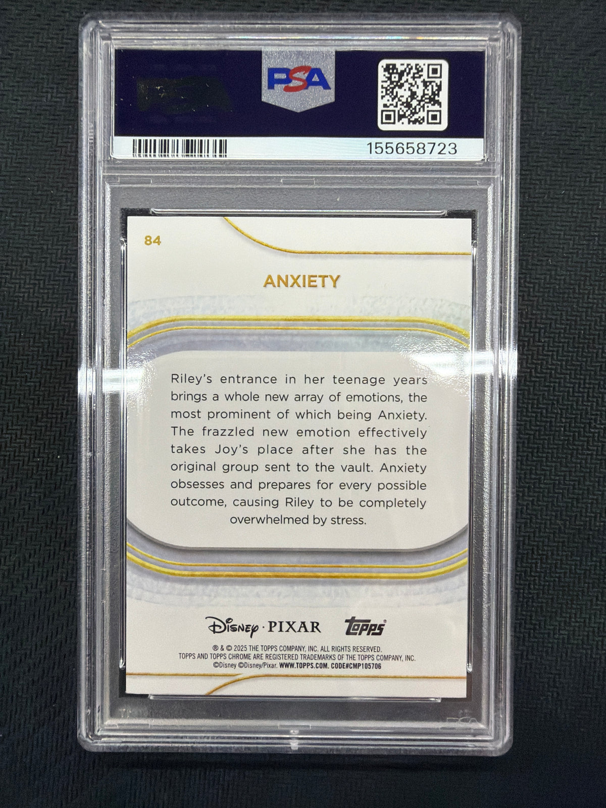 2025 Topps Chrome Disney Anxiety Yellow Mini Diamond PSA 10 Inside Out
