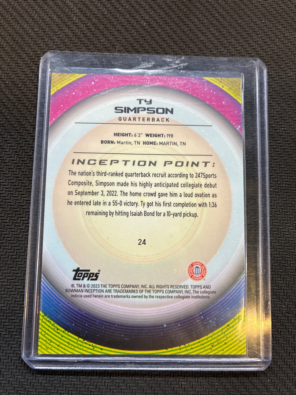 2023 Bowman Inception Ty Simpson Gold Refractor /50 Alabama