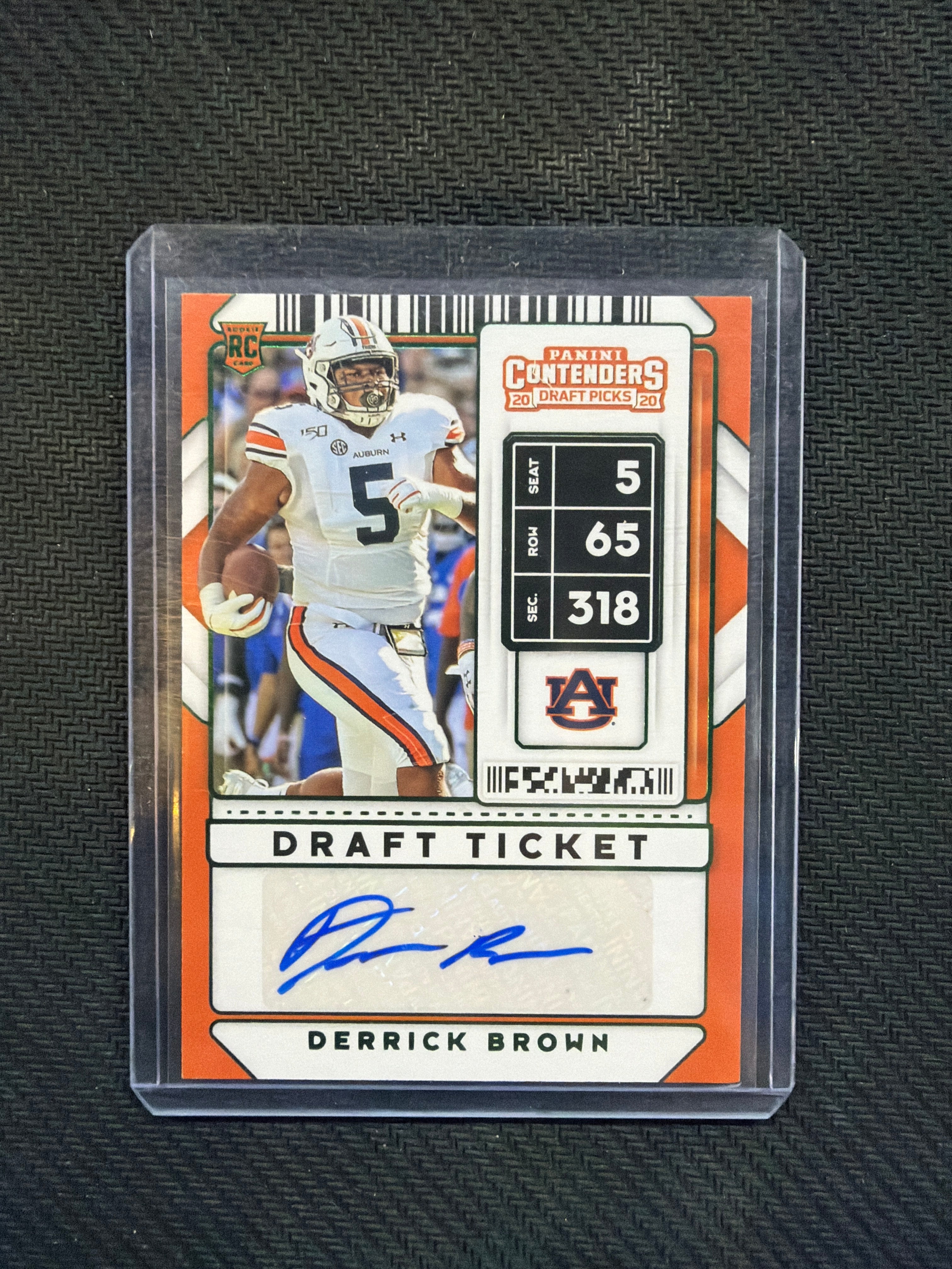 2020 Panini Contenders Derrick Brown Auto Green Auburn