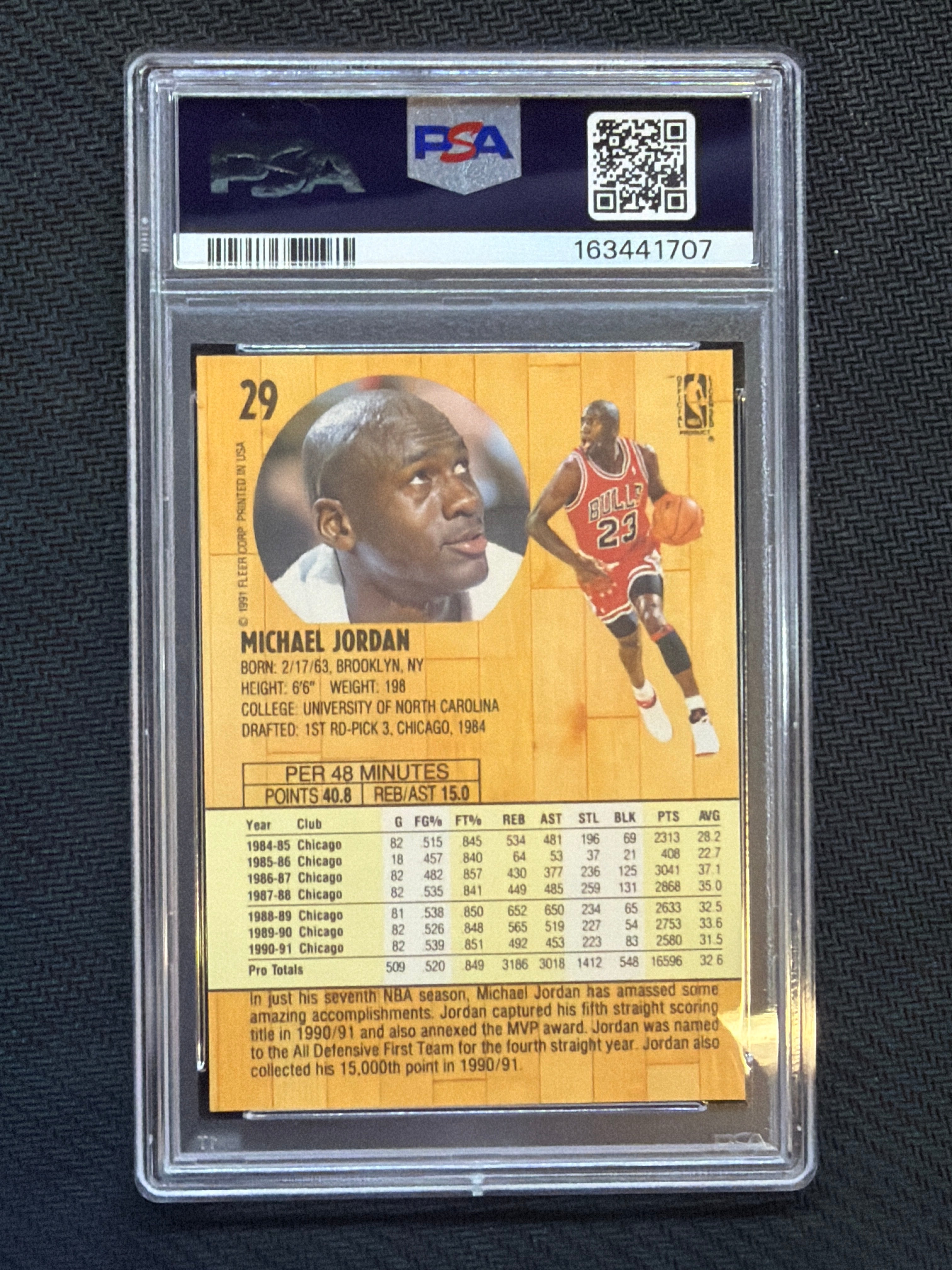 1991 Fleer Michael Jordan #29 PSA 7 Bulls 707