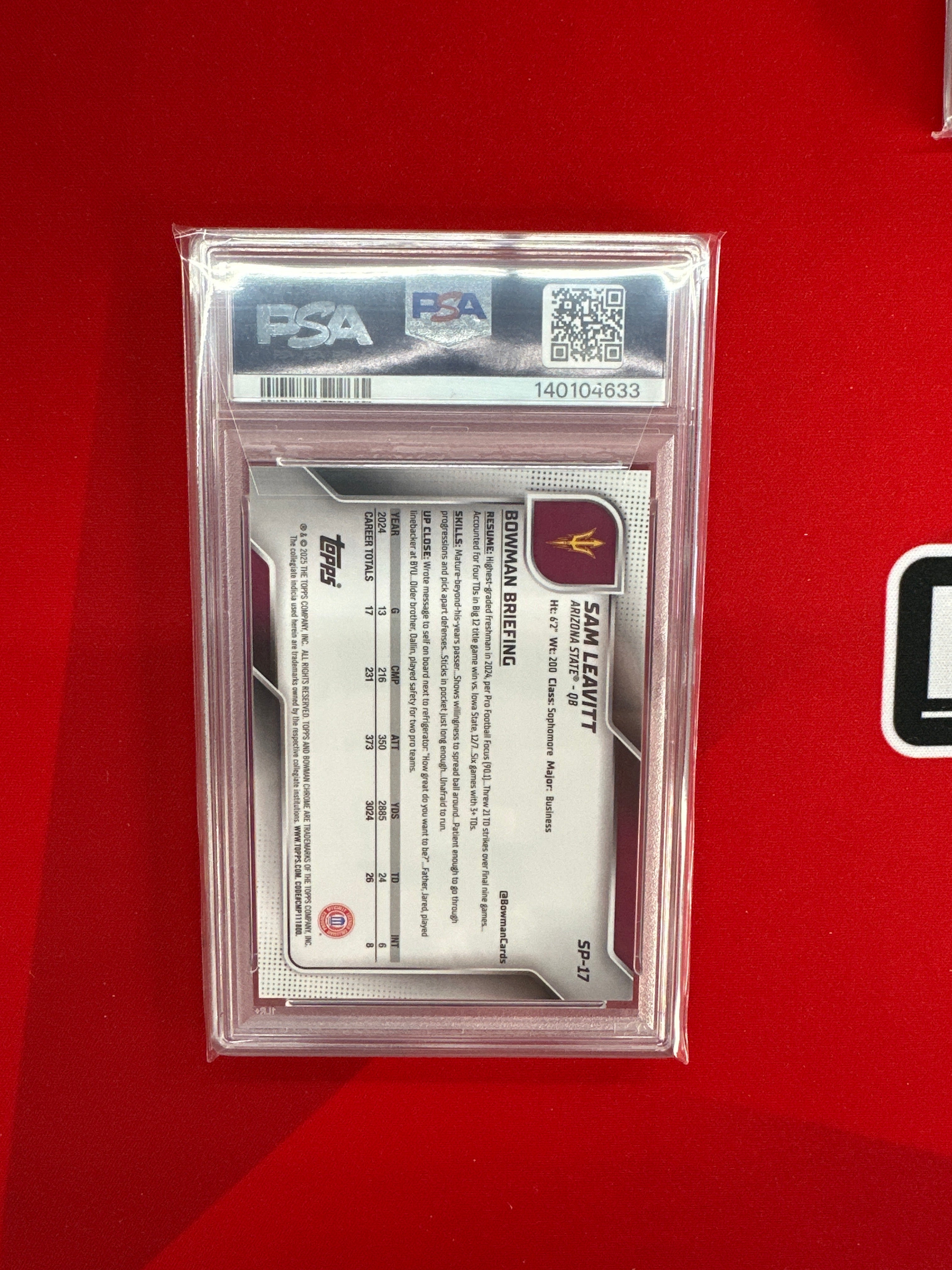 2025 Bowman U Sam Leavitt SP Image Variation PSA 9 LSU