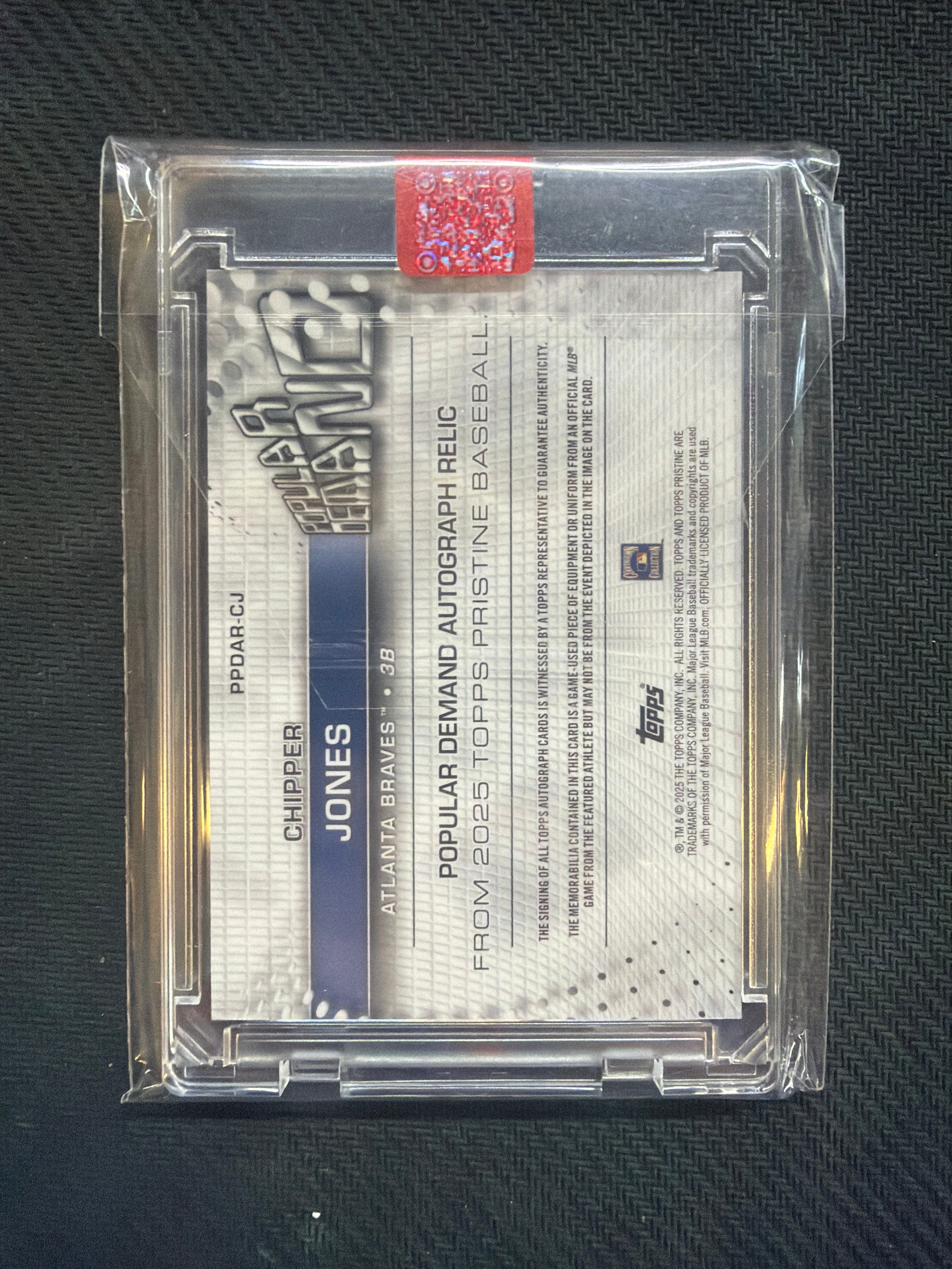 2025 Topps Pristine Popular Demand Chipper Jones Patch Auto /55 Braves