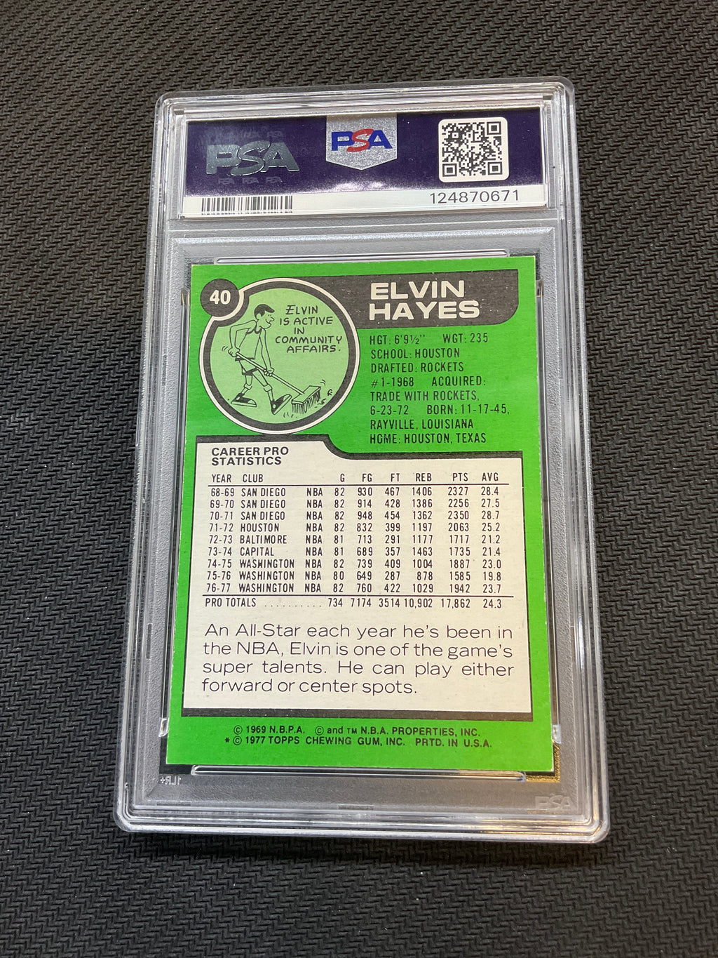 1977 Topps Elvin Hayes #40 PSA 8 Bullets