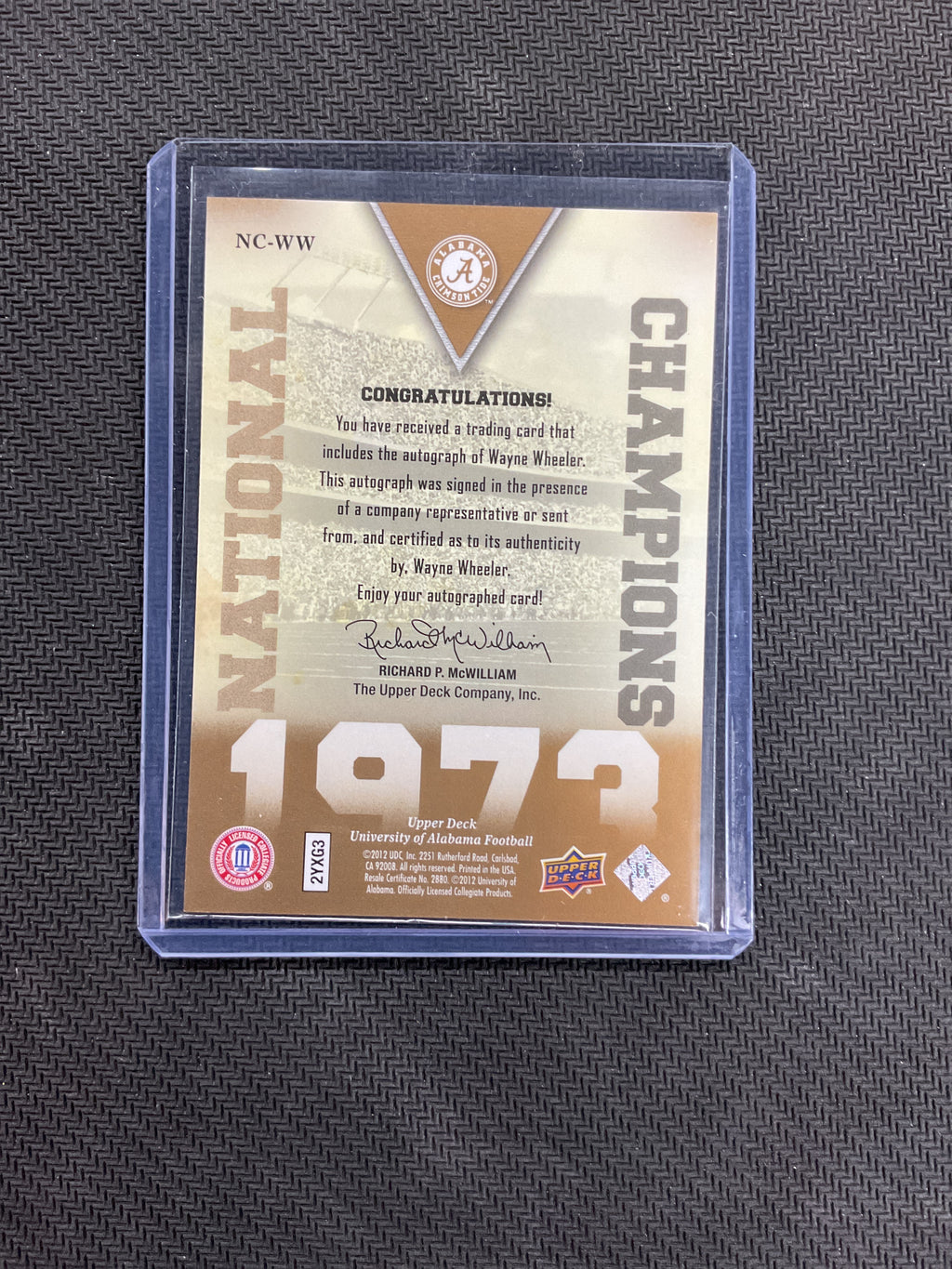 2012 Upper Deck Wayne Wheeler Auto /25 National Champions Alabama