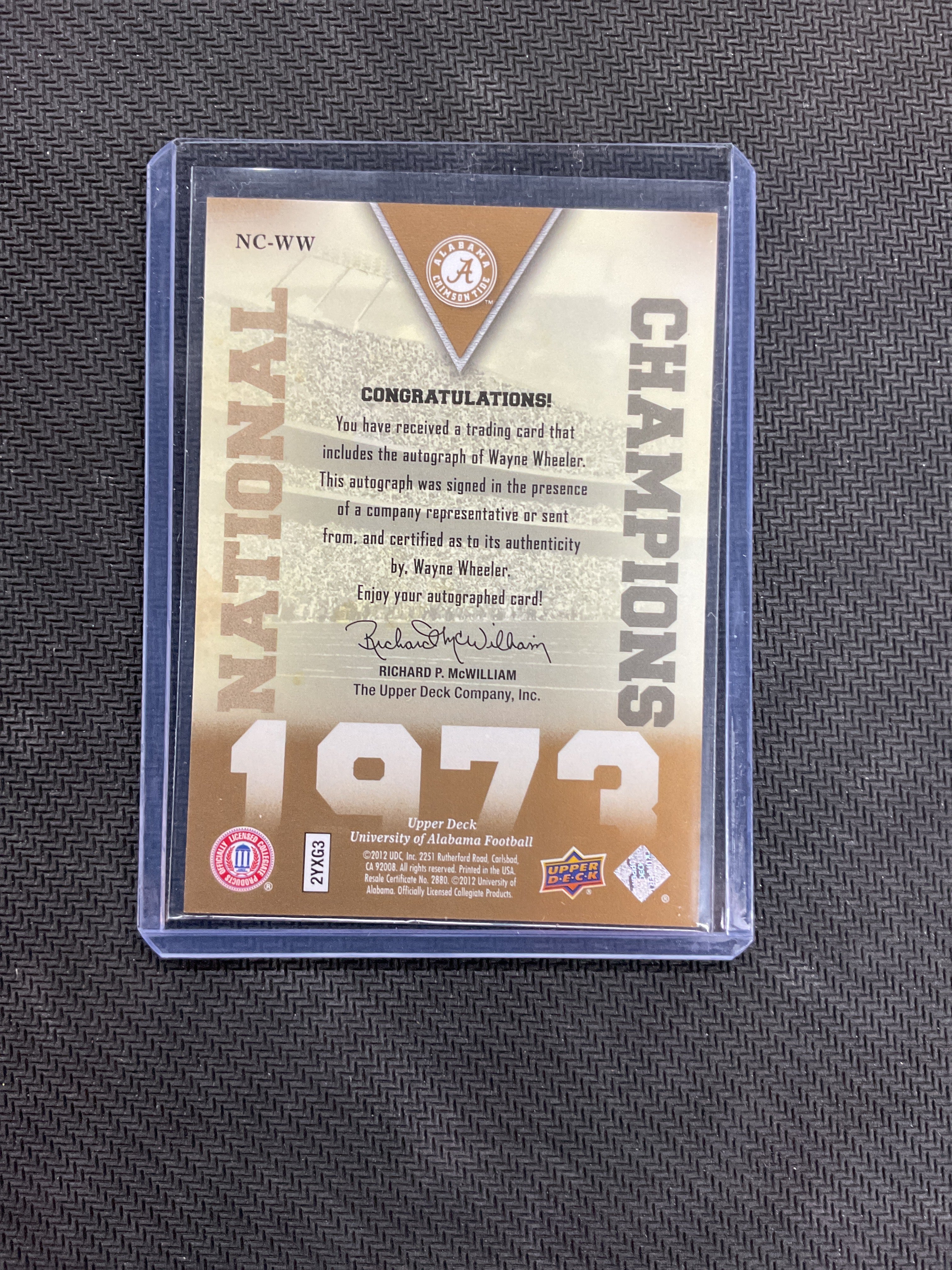 2012 Upper Deck Wayne Wheeler Auto /25 National Champions Alabama