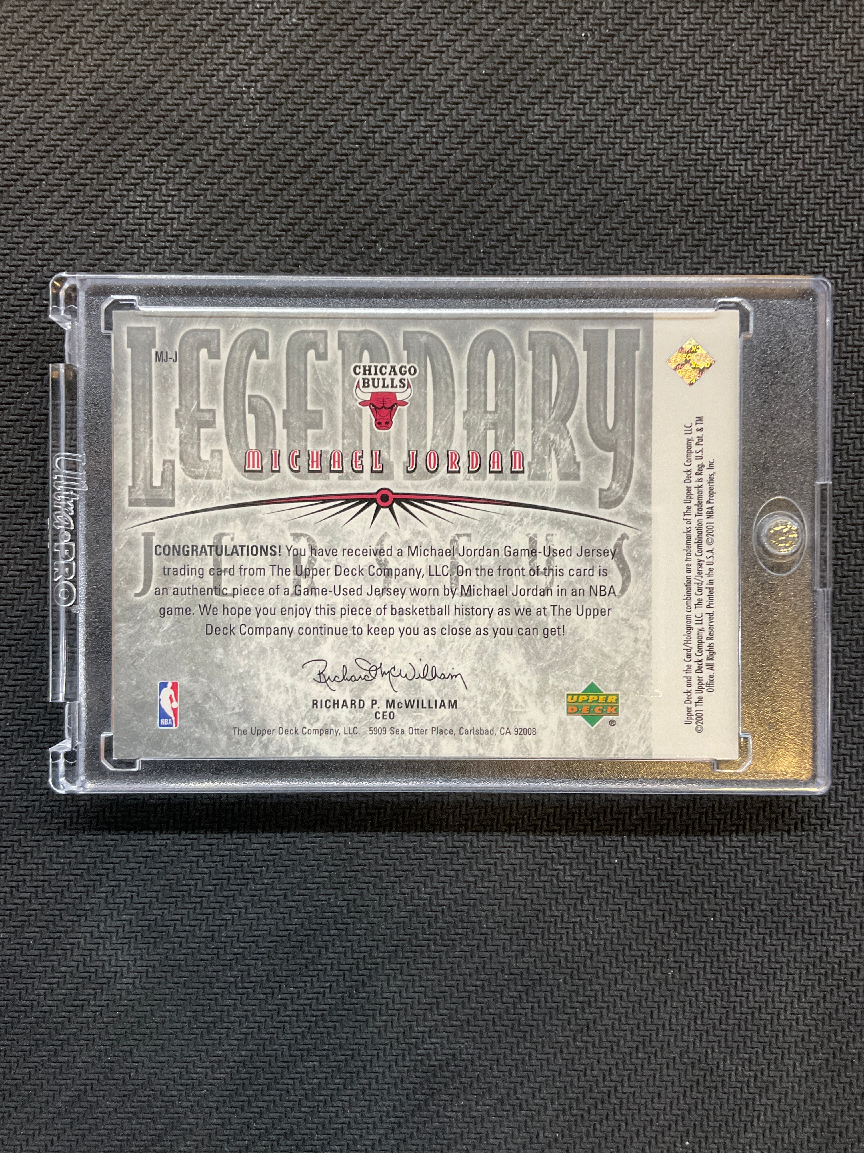 2001 Upper Deck Legends Michael Jordan Legendary Jerseys # MJ-J Bulls GAME WORN