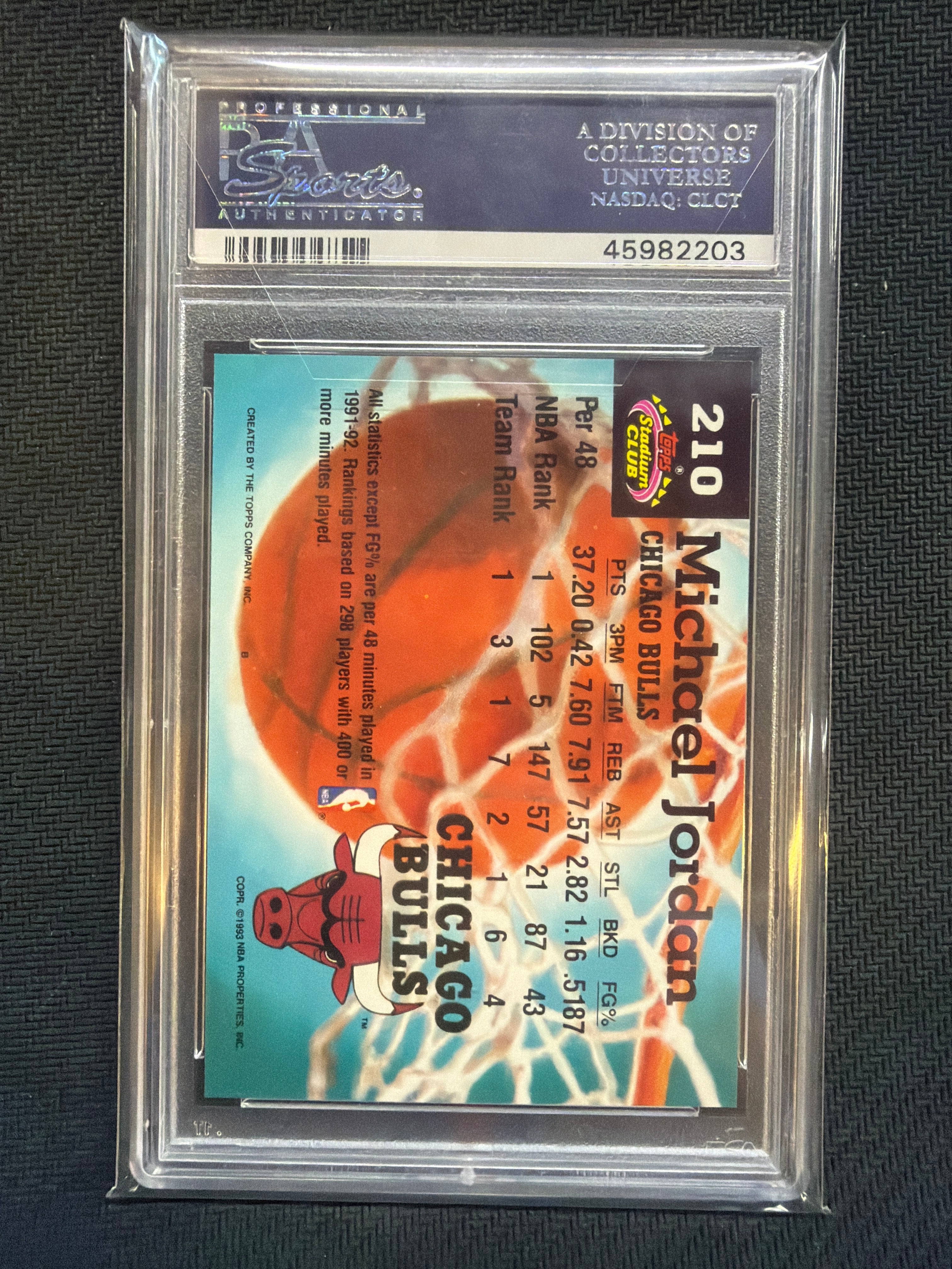 1992 Stadium Club Michael Jordan #210 PSA 10 Bulls