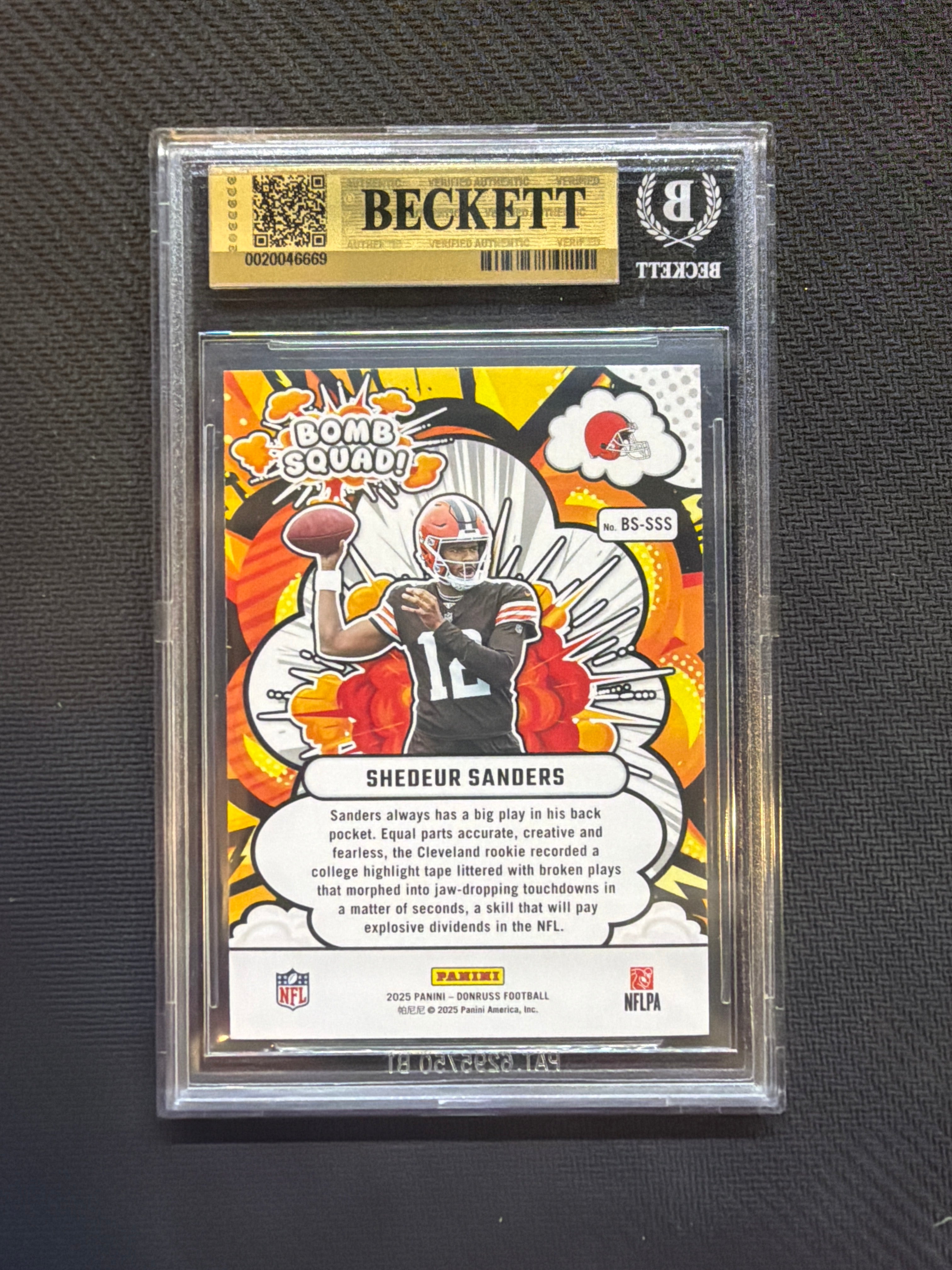 2025 Donruss Sheduer Sanders Bomb Squad Rookie BGS 9.5 Browns