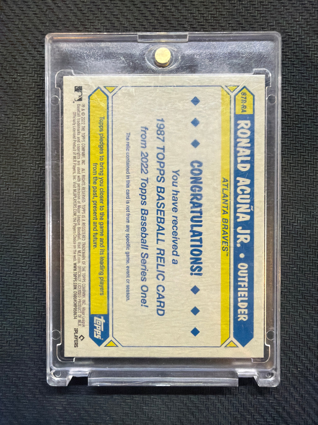 2022 Topps Ronald Acuna Jr Game Used Bat Relic Braves