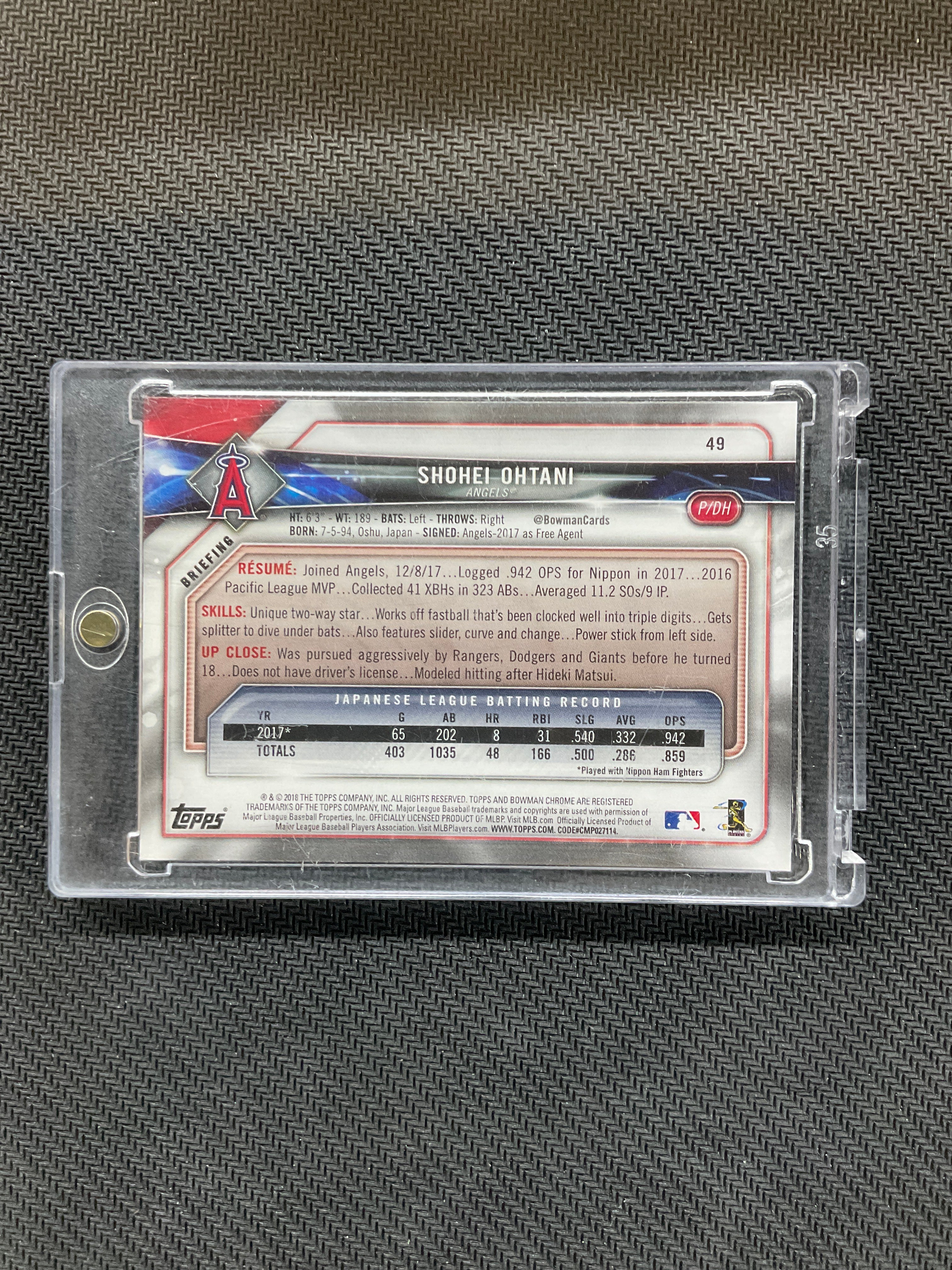 2018 Bowman Shohei Ohtani #49 Rookie Paper
