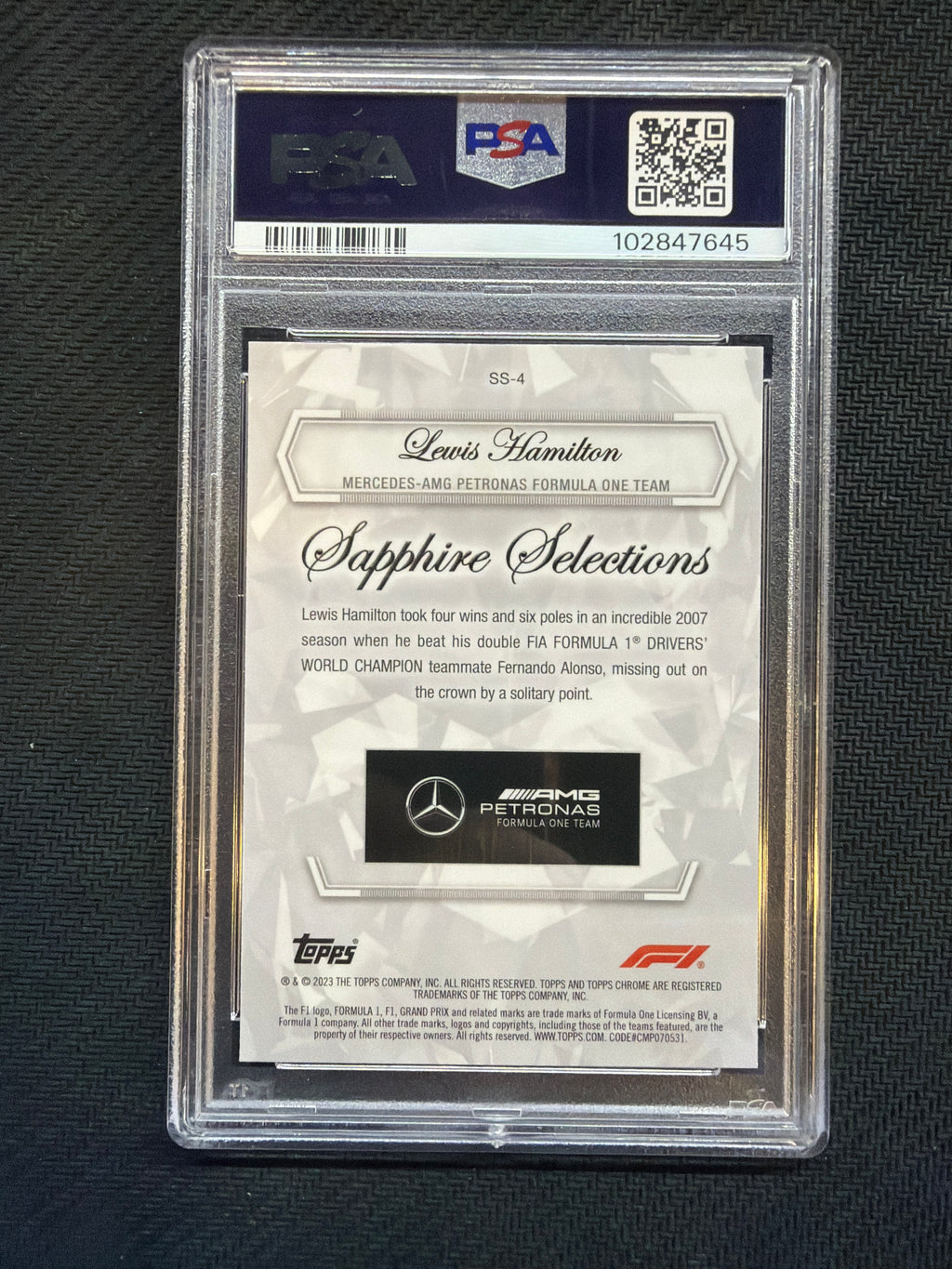 2023 Topps Chrome F1 Sapphire Lewis Hamilton Selections PSA 10 645