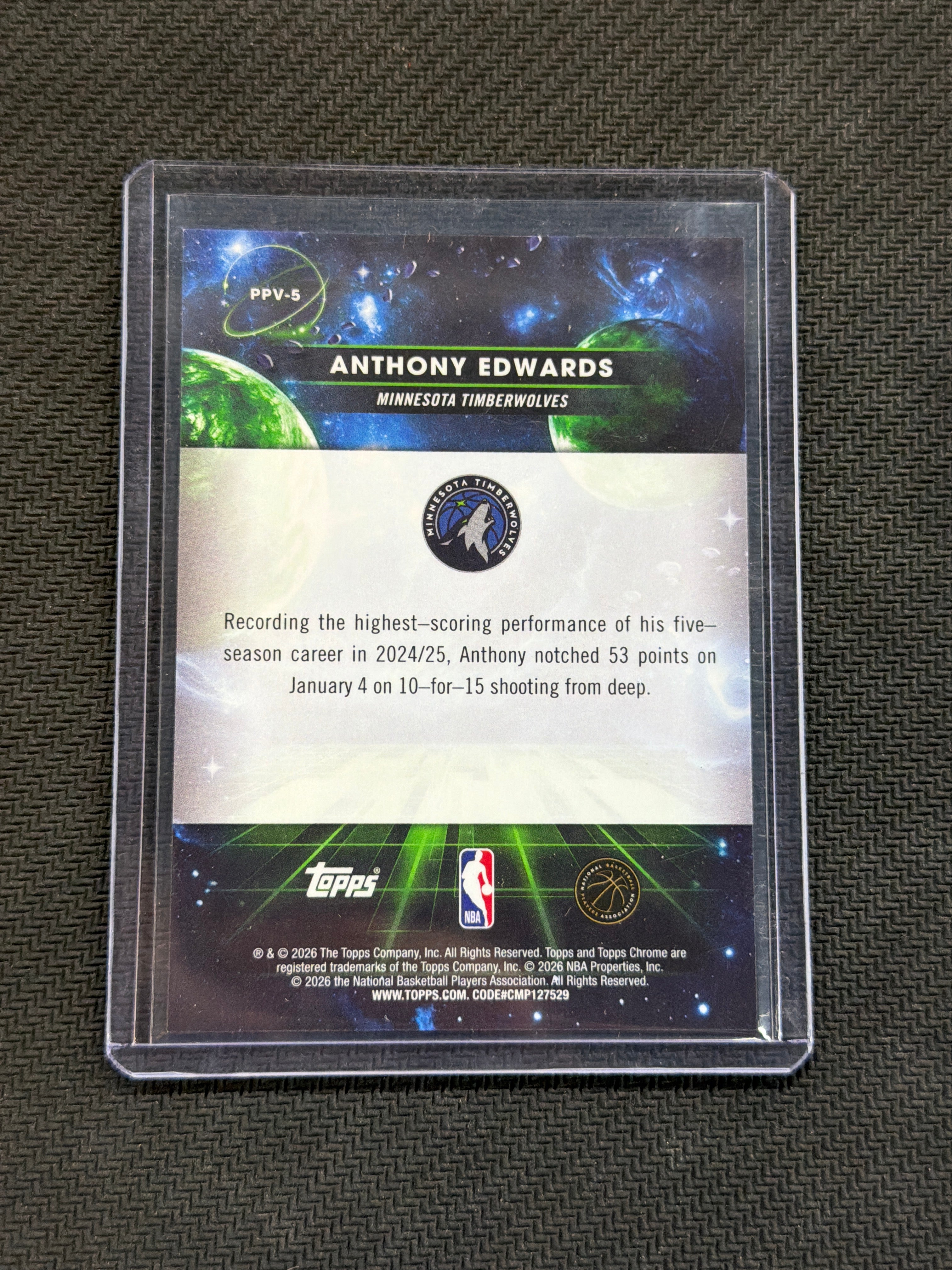 2025-26 Topps Chorme Cosmic Anthony Edwards Planet Venus Case Hit Timberwolves