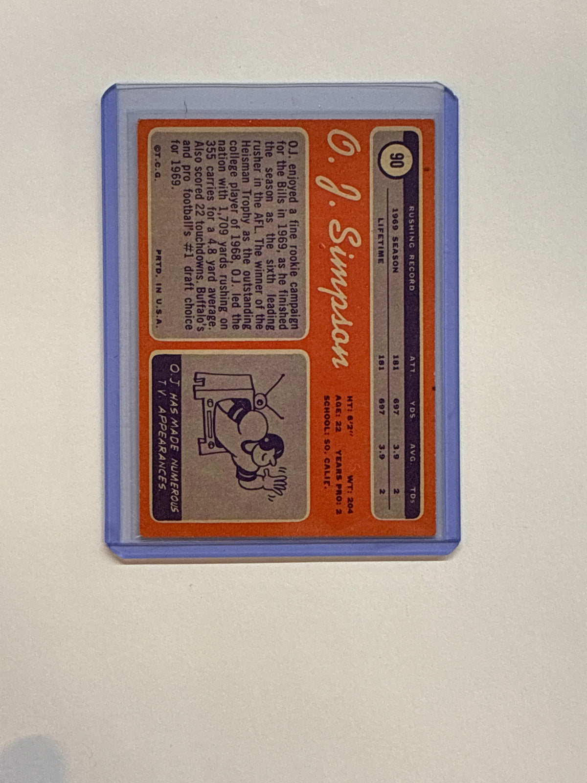 1970 Topps OJ Simpson Rookie Bills