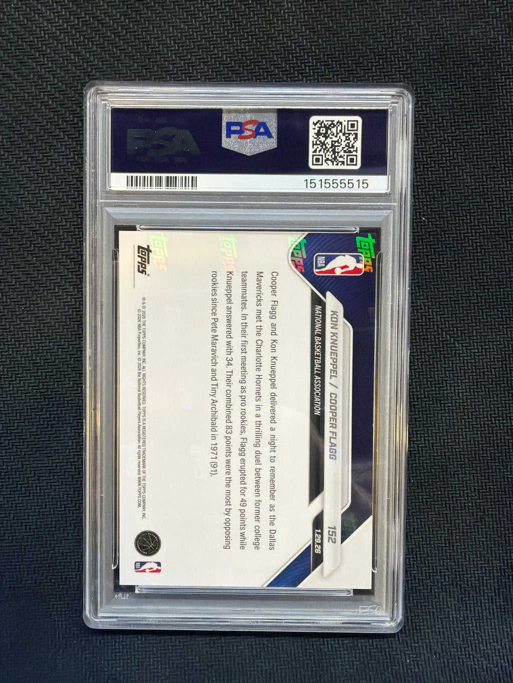 2025 Topps Now Cooper Flagg Kon Knueppel Rookie PSA 10 515
