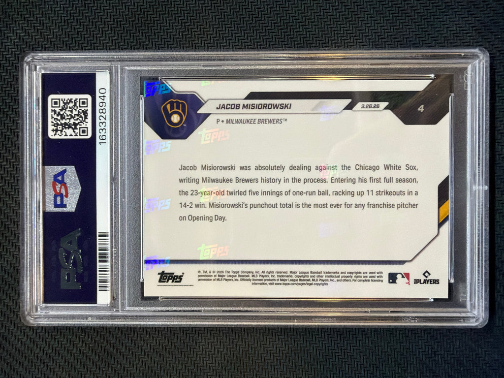2026 Topps Now Jacob Misiorowski #4 PSA 9 Brewers