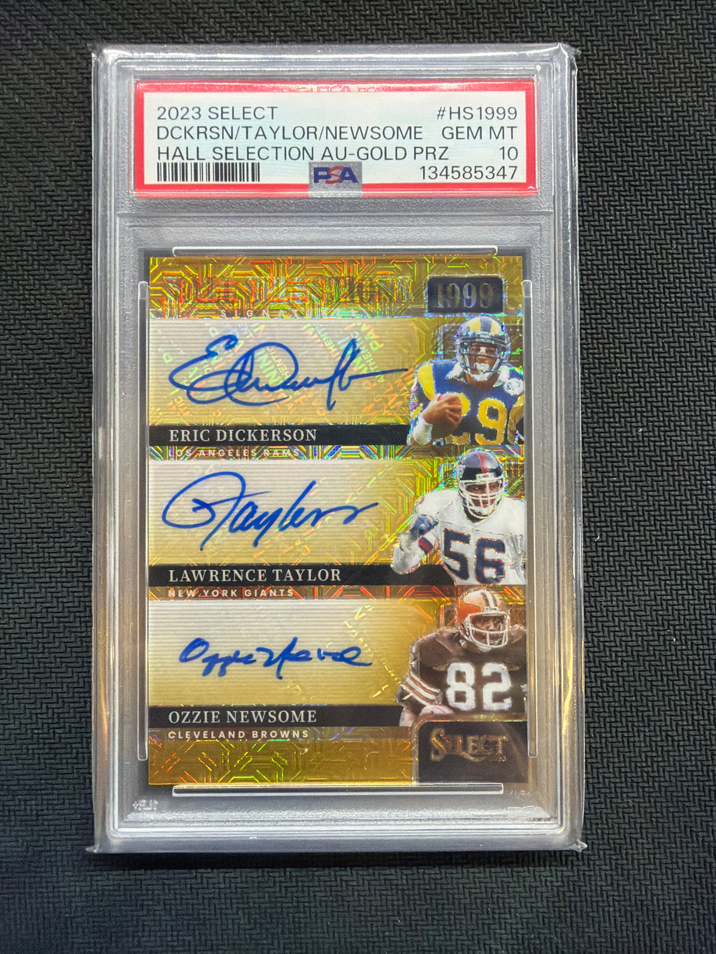 2023 Select Eric Dickerson Lawrence Taylor Ozzie Newsome Triple Auto Gold /10 PSA 10