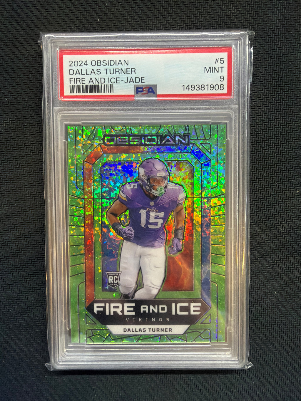 2024 Obsidian Dallas Turner Fire And Ice Jade /6 PSA 9